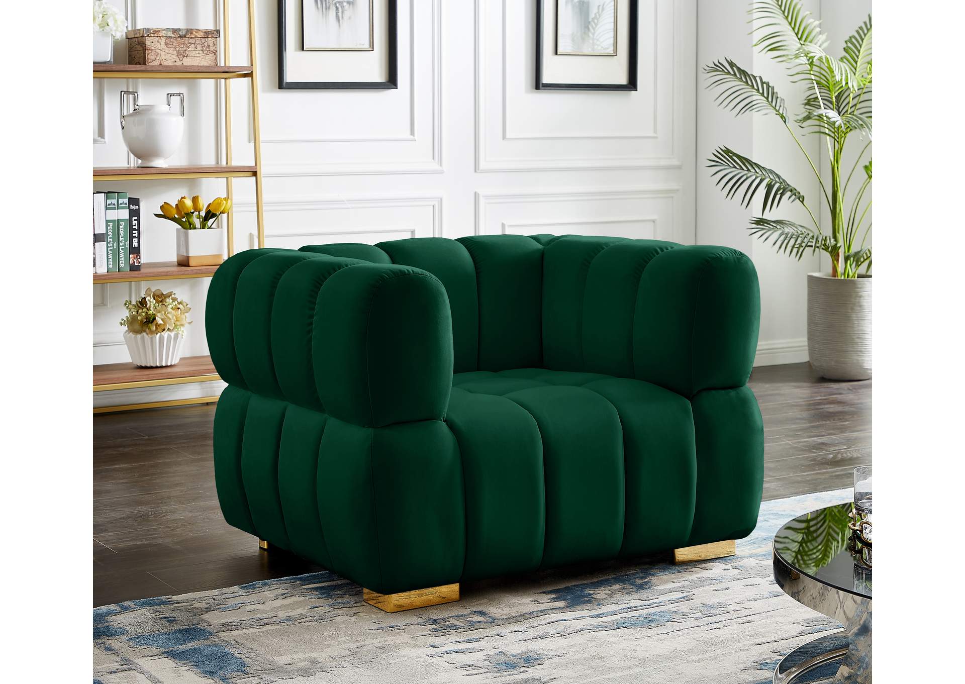 Gwen Green Velvet Chair,Meridian Furniture