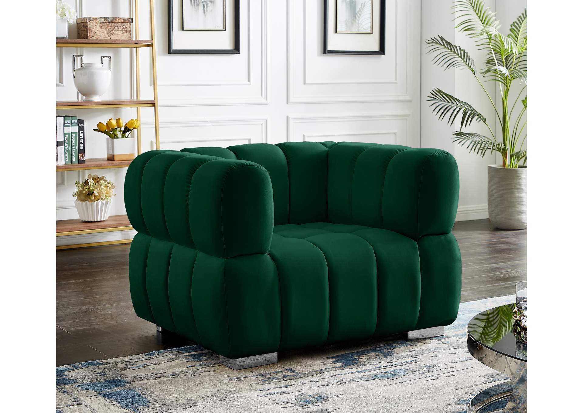 Gwen Green Velvet Chair,Meridian Furniture