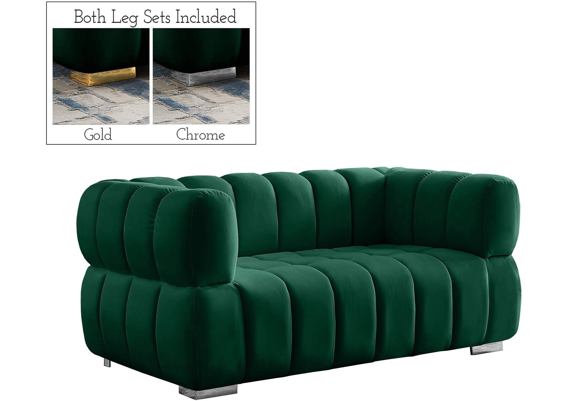 Gwen Green Velvet Loveseat,Meridian Furniture