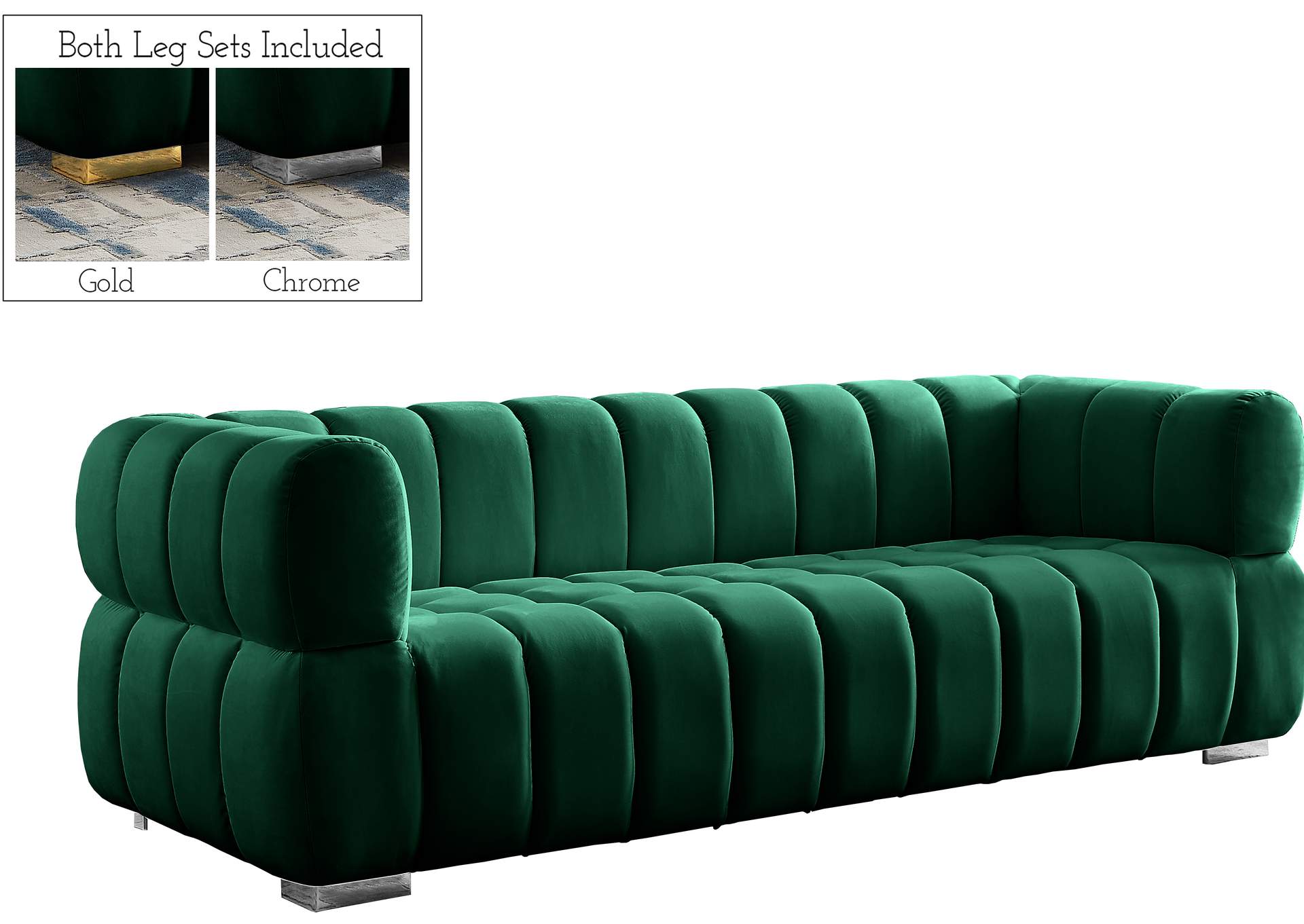 Gwen Green Velvet Sofa,Meridian Furniture