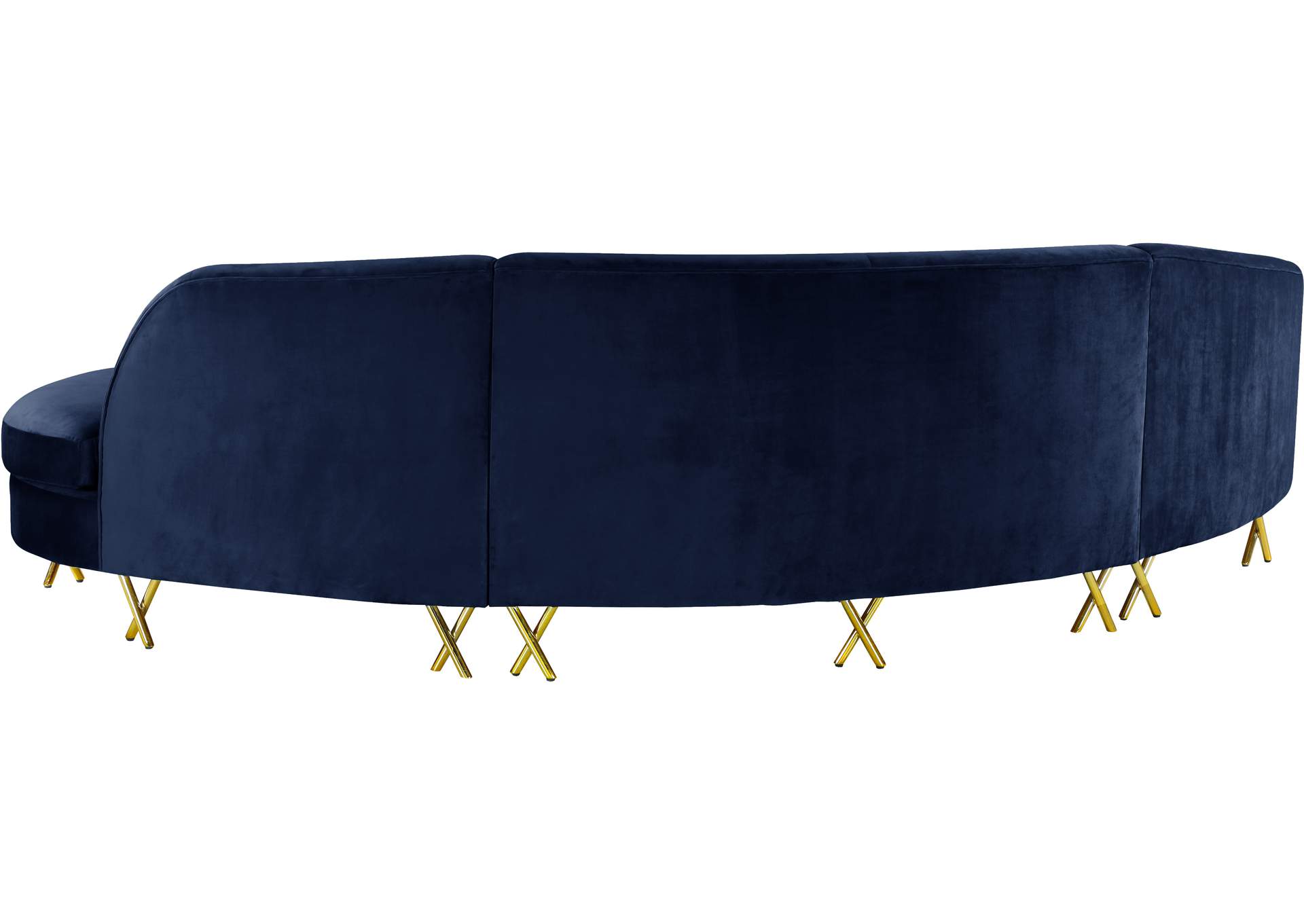 Serpentine Navy Velvet 3 Piece Sectional,Meridian Furniture