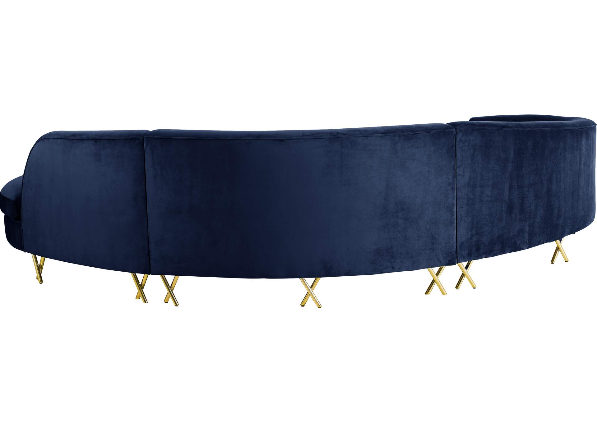 Serpentine Navy Velvet 3 Piece Sectional,Meridian Furniture