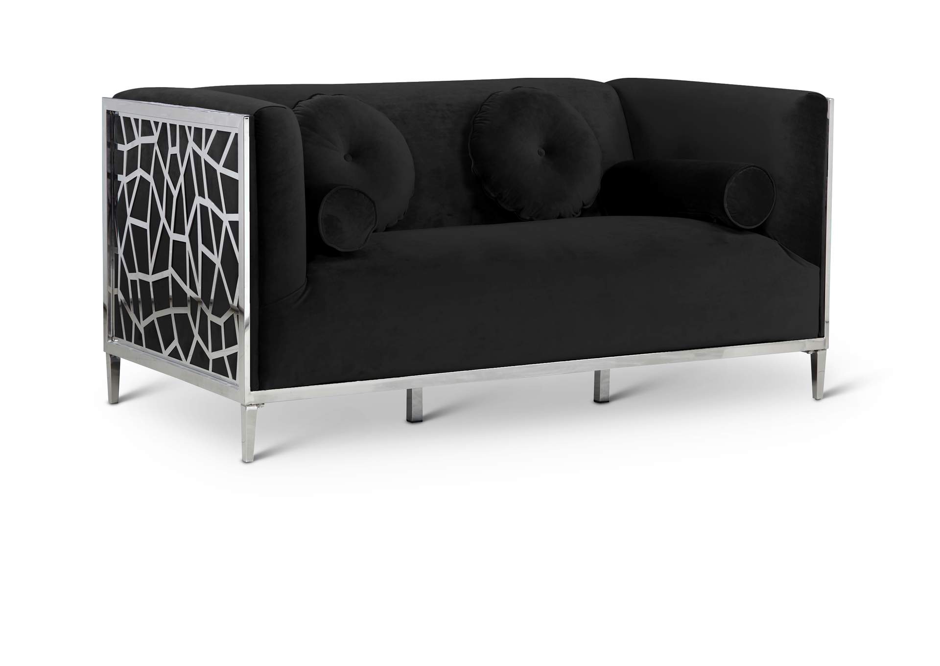 Opal Black Velvet Loveseat,Meridian Furniture