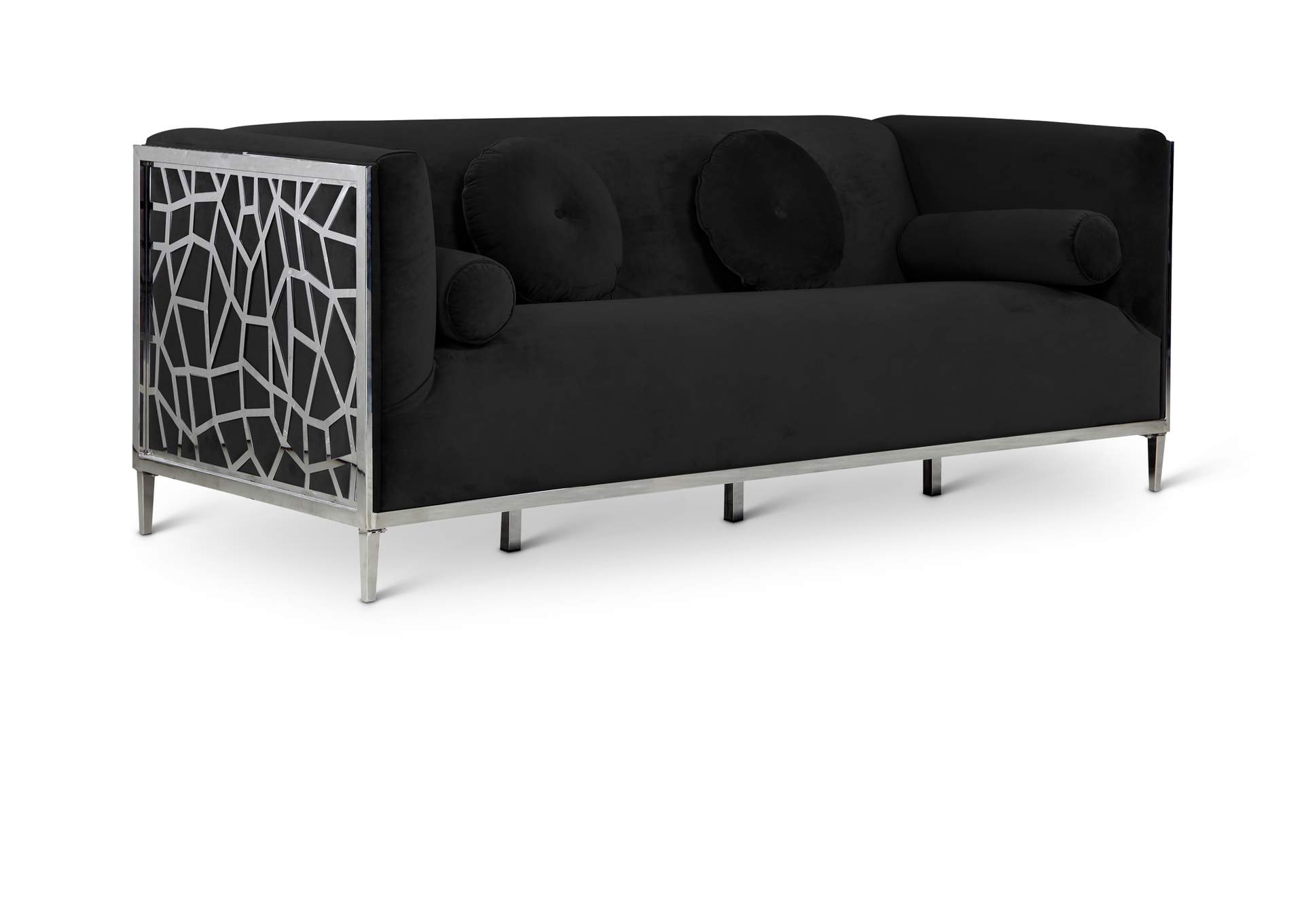 Opal Black Velvet Sofa,Meridian Furniture