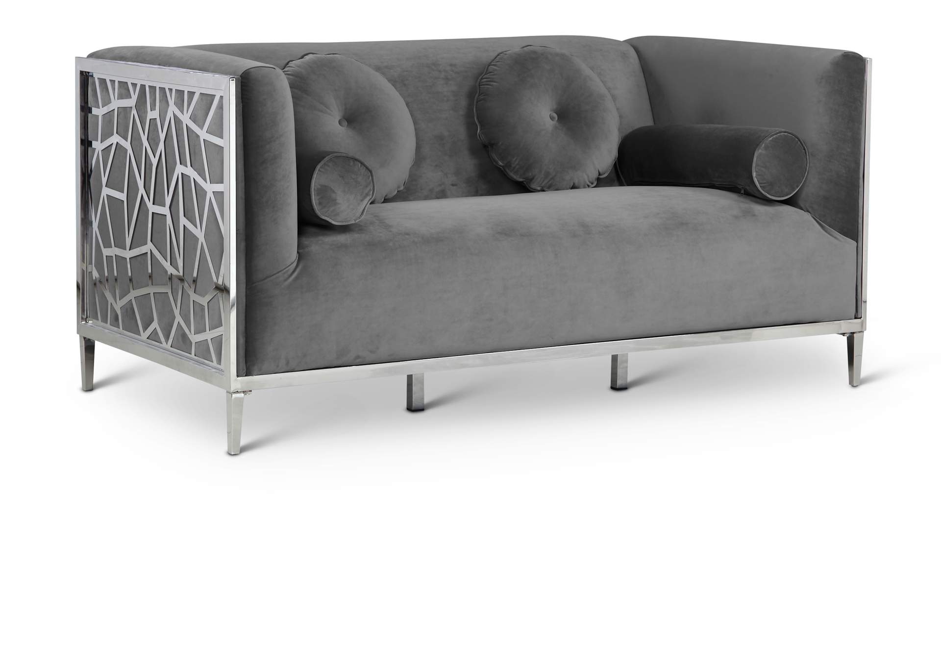 Opal Grey Velvet Loveseat,Meridian Furniture