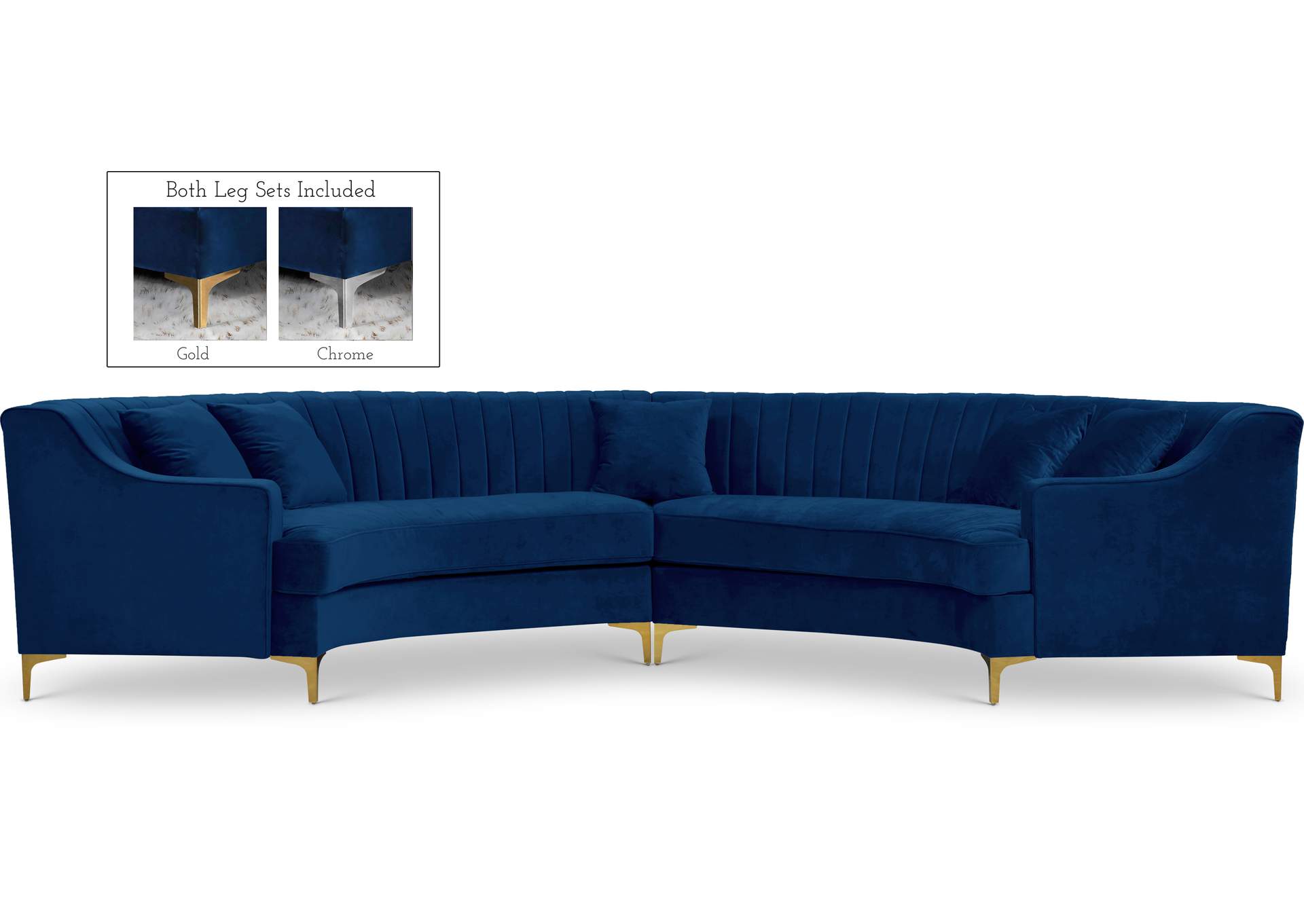 Jackson Navy Velvet 2 Piece Sectional,Meridian Furniture