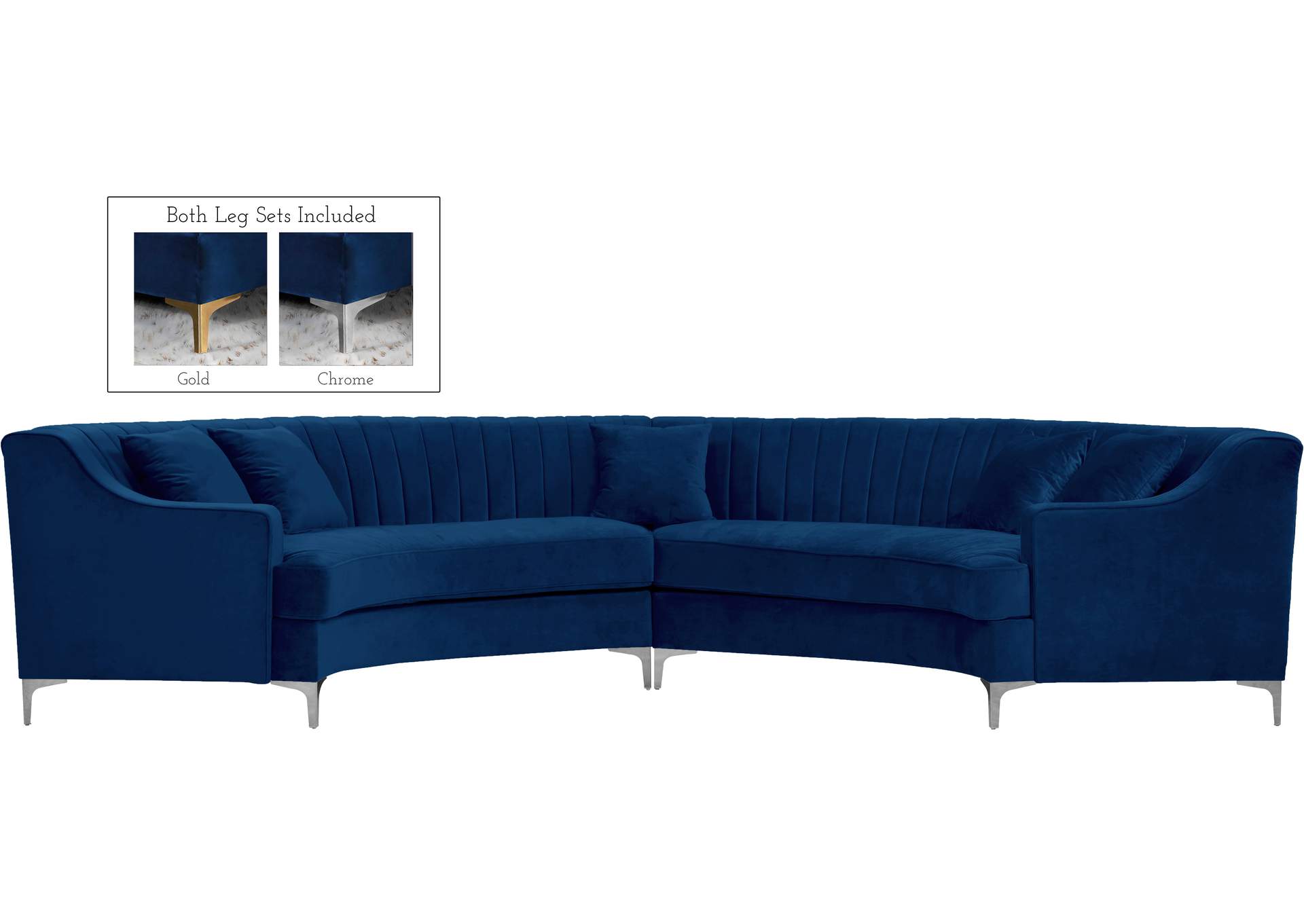 Jackson Navy Velvet 2 Piece Sectional,Meridian Furniture