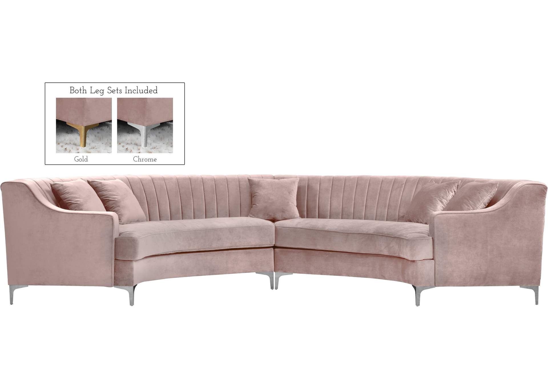 Jackson Pink Velvet 2 Piece Sectional,Meridian Furniture