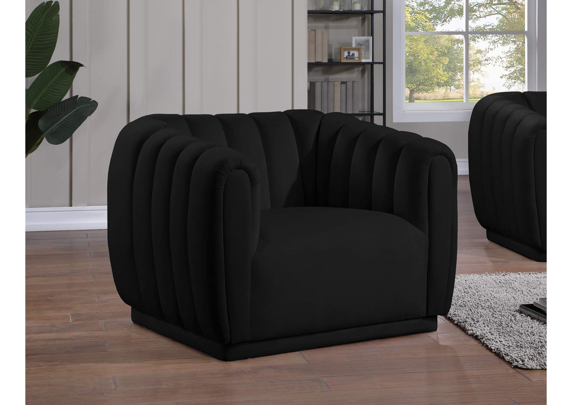 Dixie Black Velvet Chair,Meridian Furniture