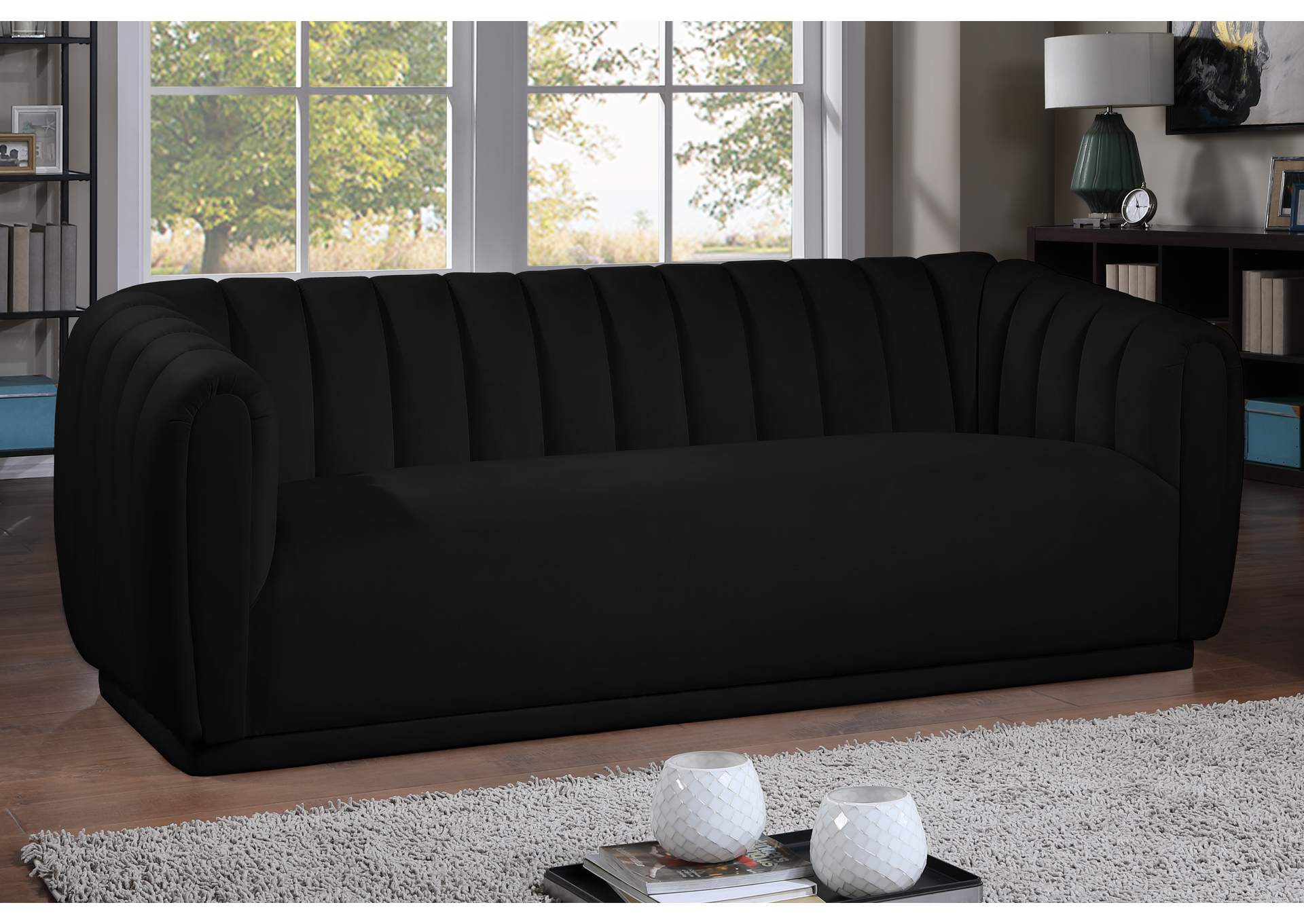 Dixie Black Velvet Sofa,Meridian Furniture