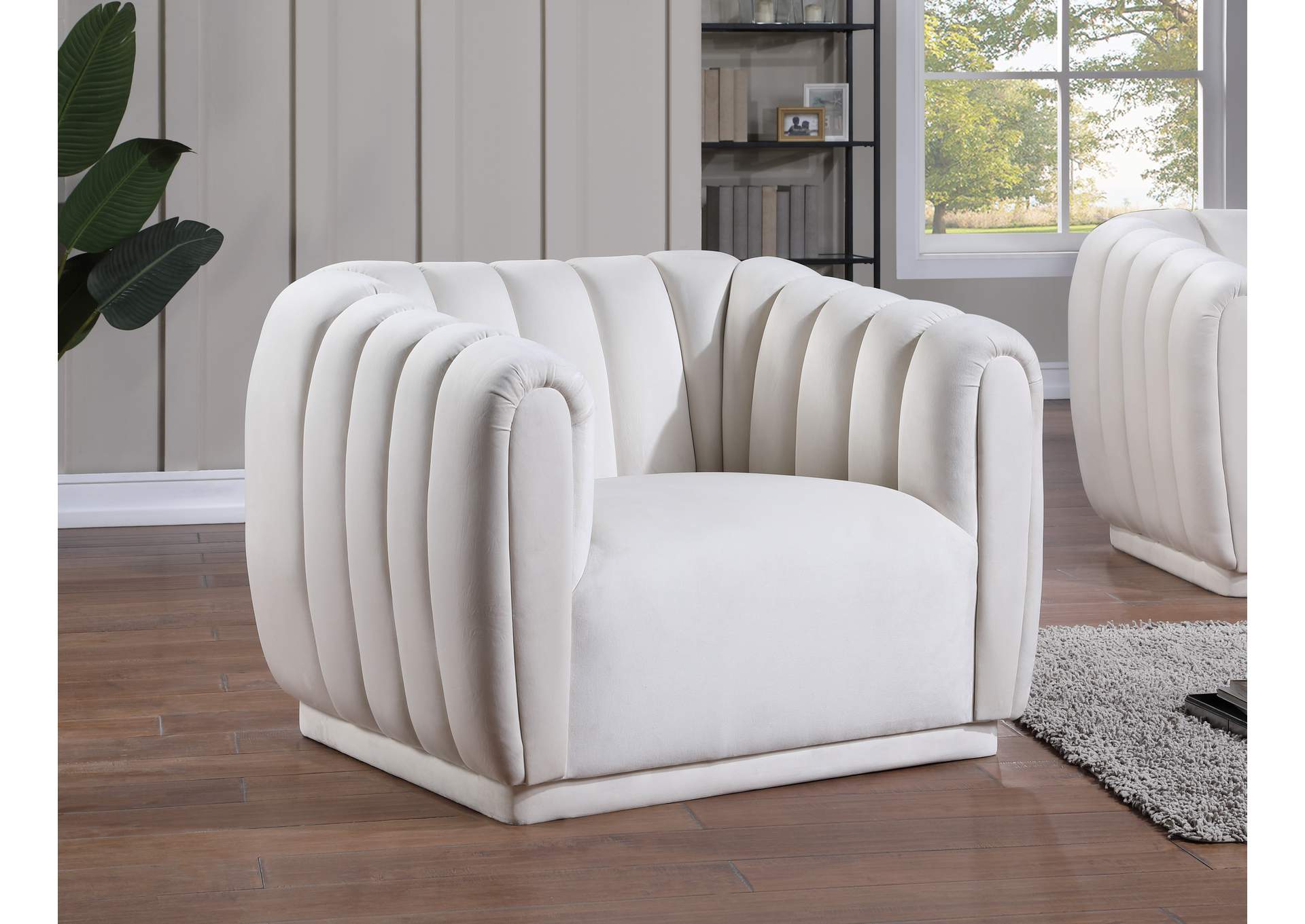 Dixie Cream Velvet Chair,Meridian Furniture