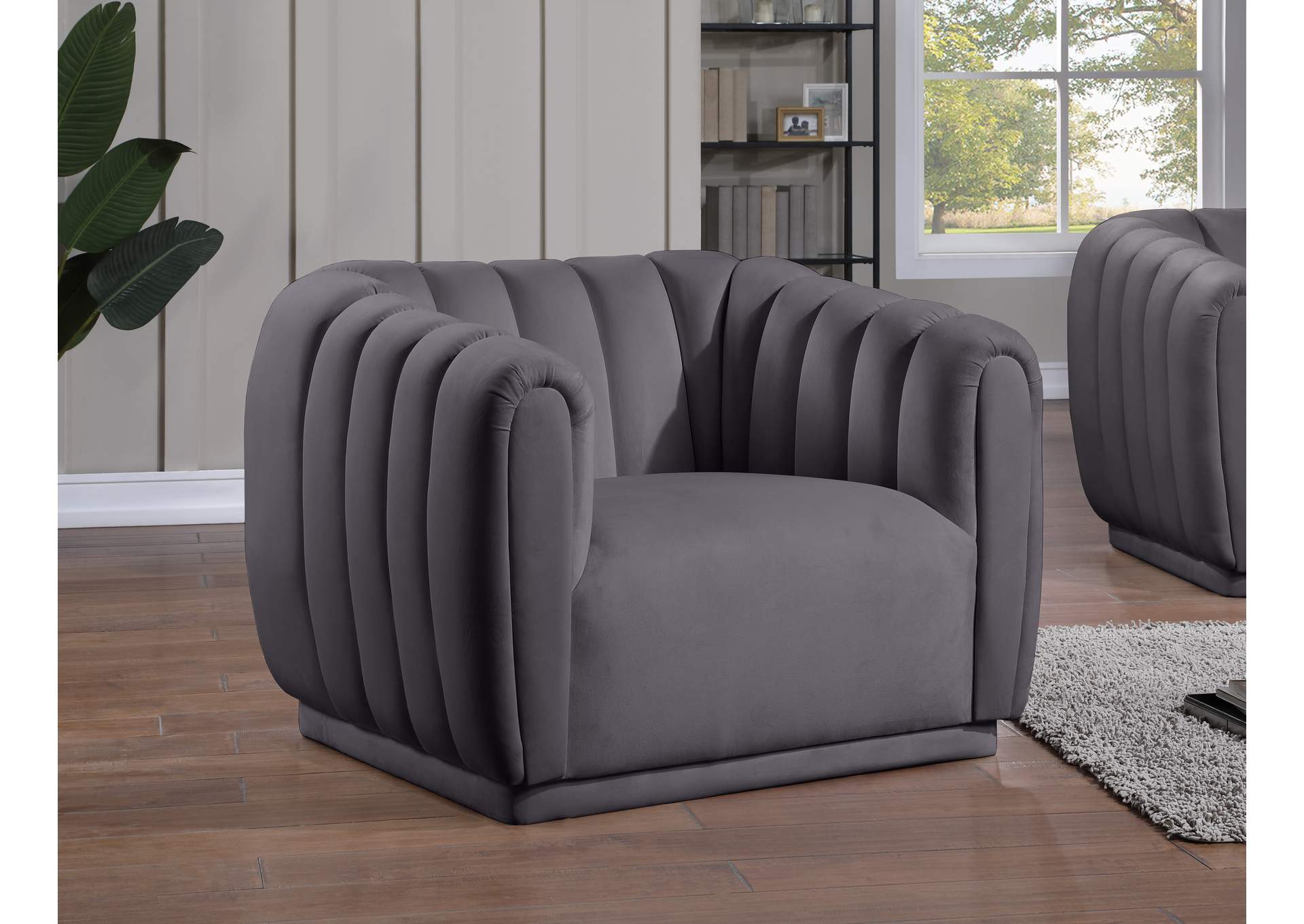 Dixie Grey Velvet Chair,Meridian Furniture