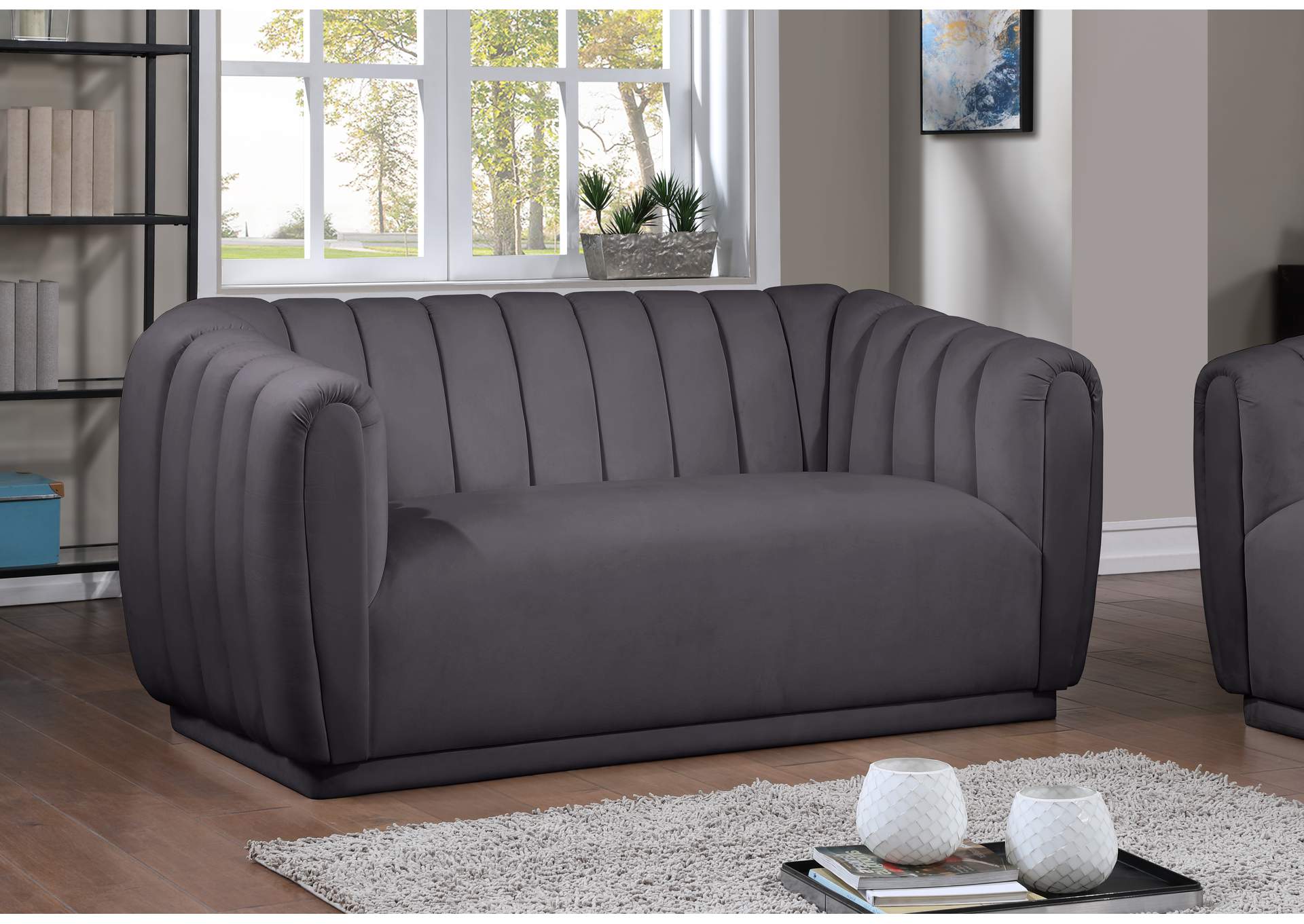 Dixie Grey Velvet Loveseat,Meridian Furniture