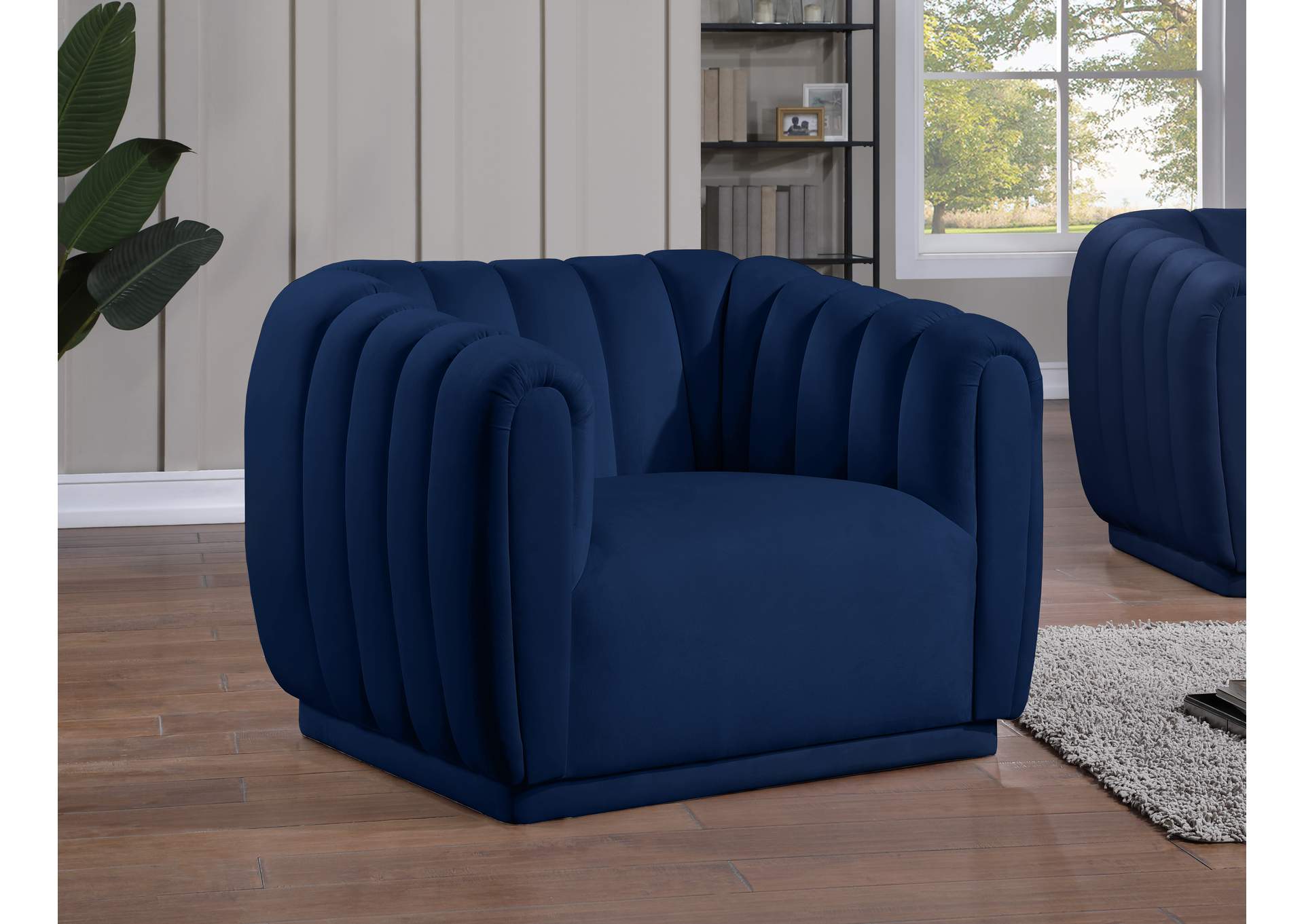 Dixie Navy Velvet Chair,Meridian Furniture