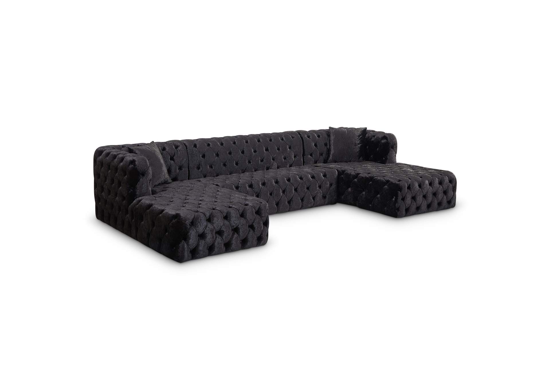 Coco Black Velvet 3 Piece Sectional (3 Boxes),Meridian Furniture