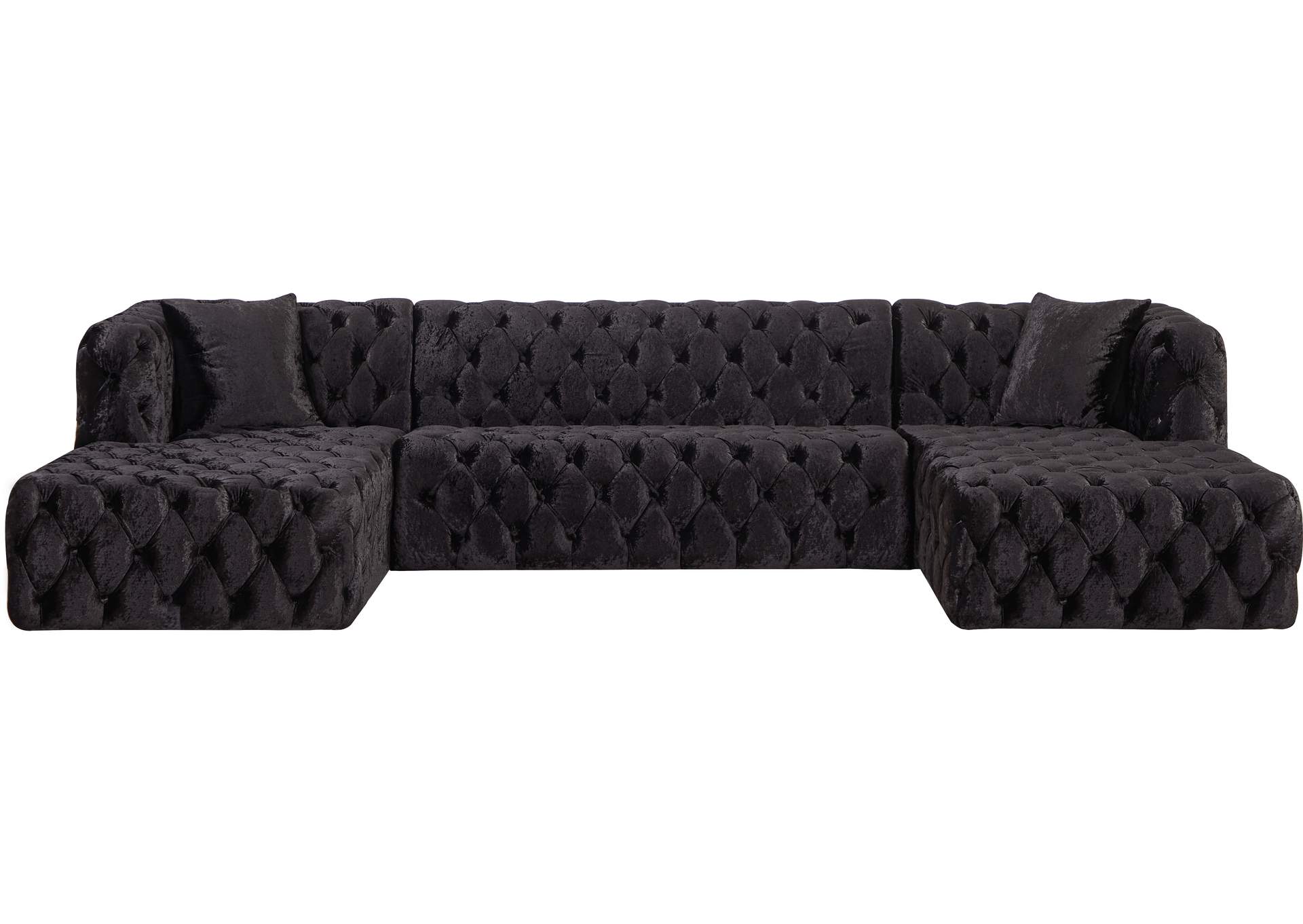 Coco Black Velvet 3 Piece Sectional (3 Boxes),Meridian Furniture