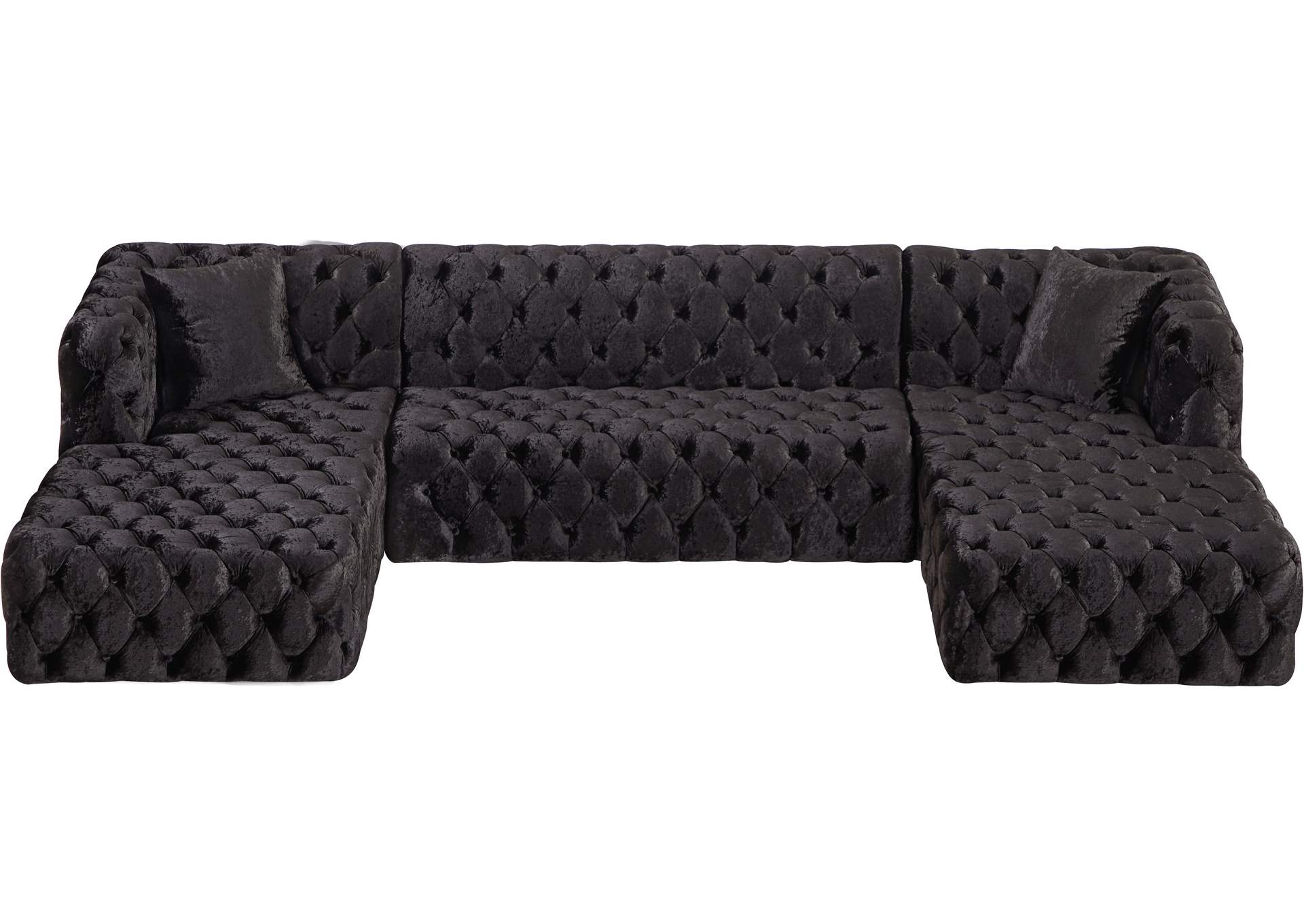 Coco Black Velvet 3 Piece Sectional (3 Boxes),Meridian Furniture