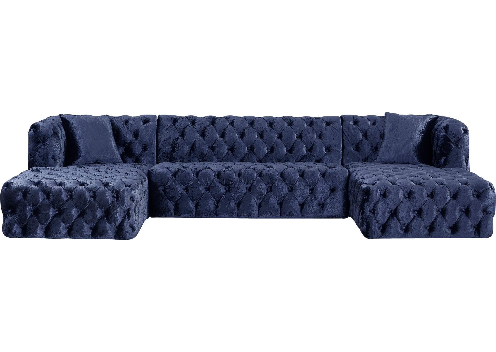 Coco Navy Velvet 3 Piece Sectional (3 Boxes),Meridian Furniture