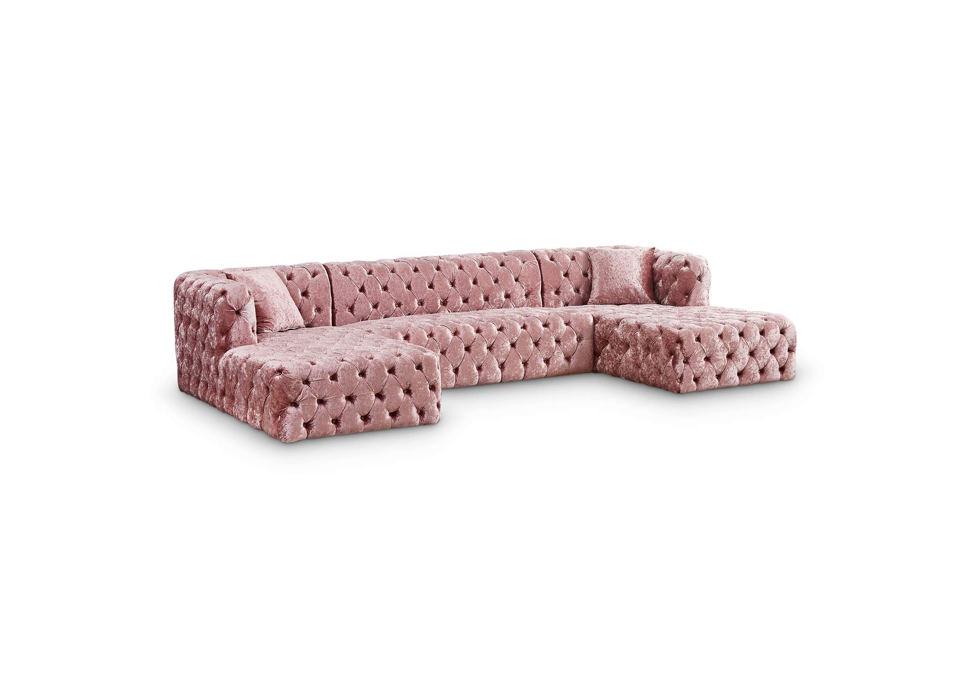 Coco Pink Velvet 3 Piece Sectional (3 Boxes),Meridian Furniture