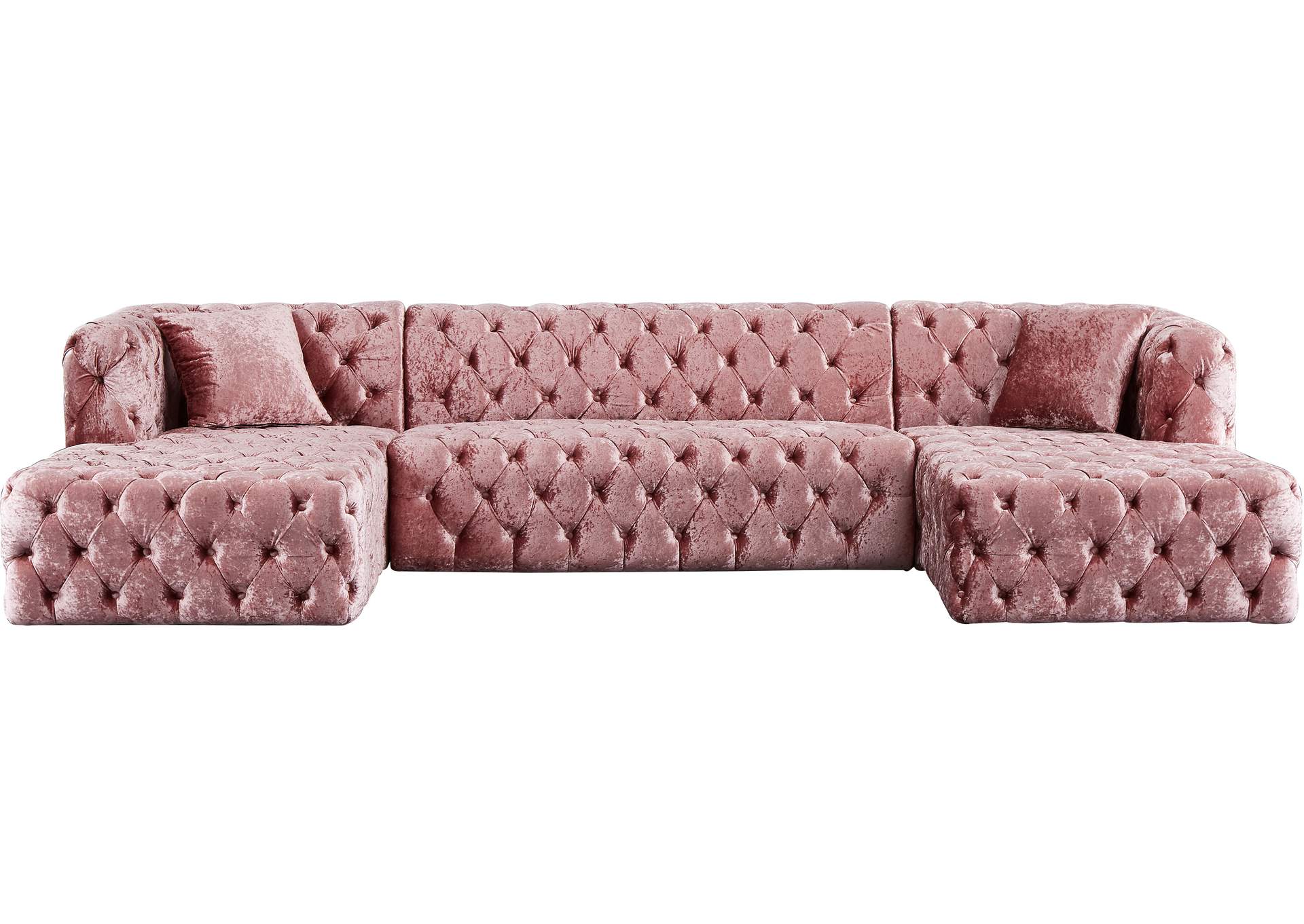 Coco Pink Velvet 3 Piece Sectional (3 Boxes),Meridian Furniture