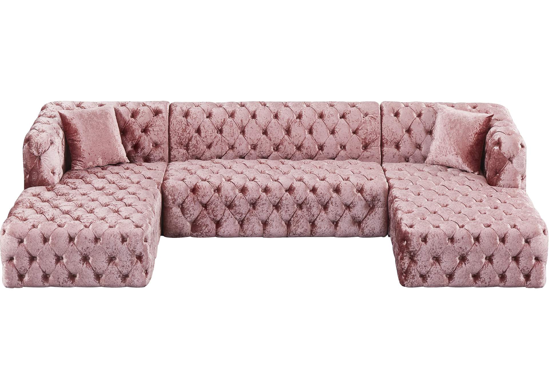 Coco Pink Velvet 3 Piece Sectional (3 Boxes),Meridian Furniture