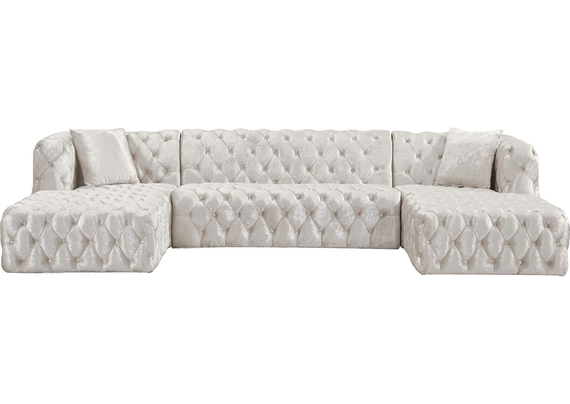 Coco White Velvet 3 Piece Sectional (3 Boxes),Meridian Furniture