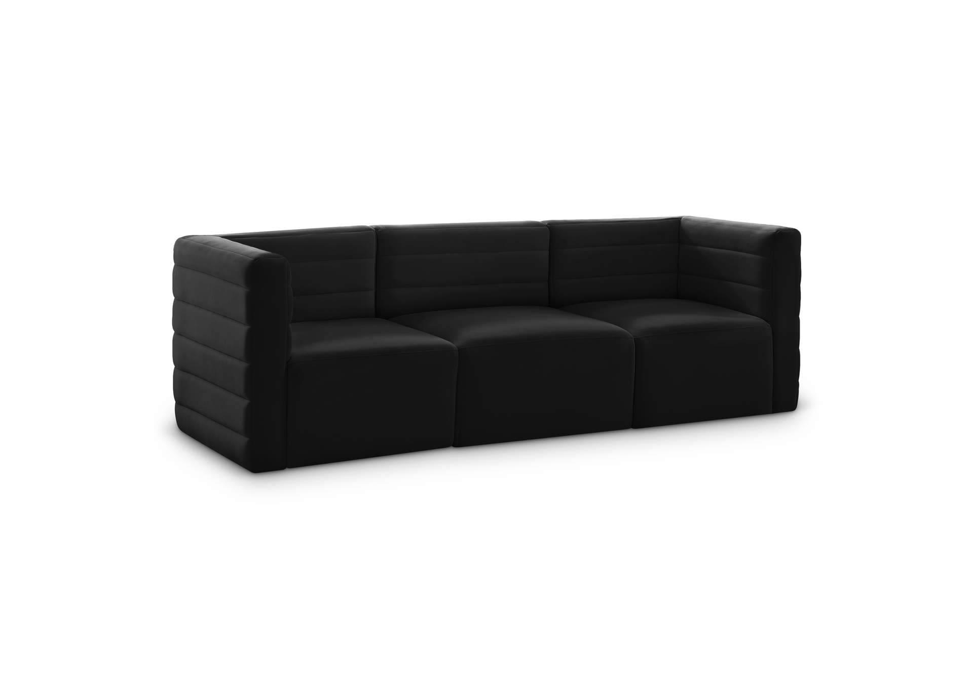 Quincy Black Velvet Modular Sofa,Meridian Furniture