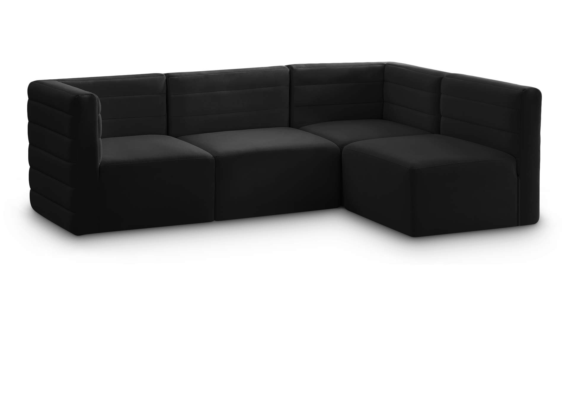 Quincy Black Velvet Modular Sectional,Meridian Furniture