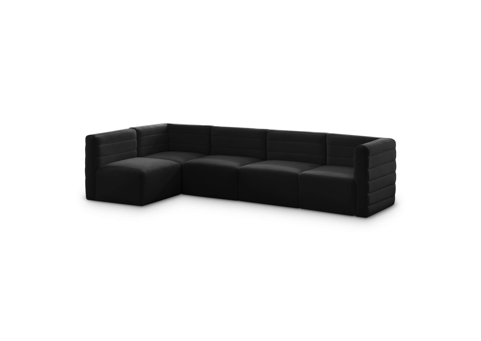 Quincy Black Velvet Modular Sectional,Meridian Furniture