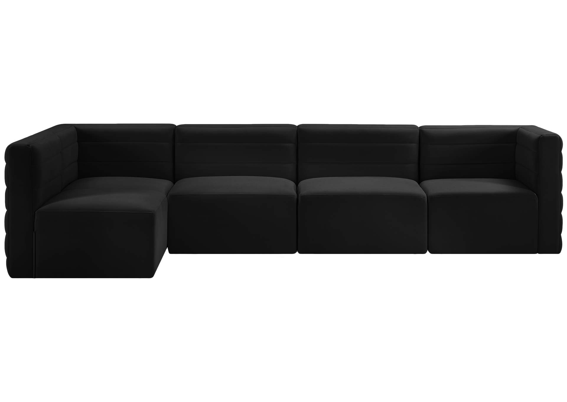 Quincy Black Velvet Modular Sectional,Meridian Furniture