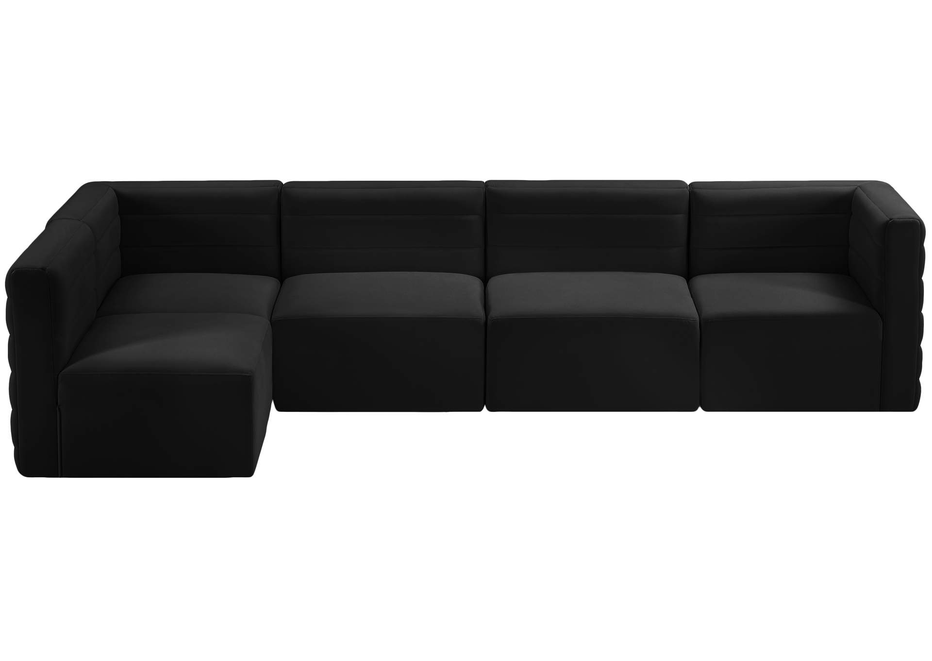 Quincy Black Velvet Modular Sectional,Meridian Furniture