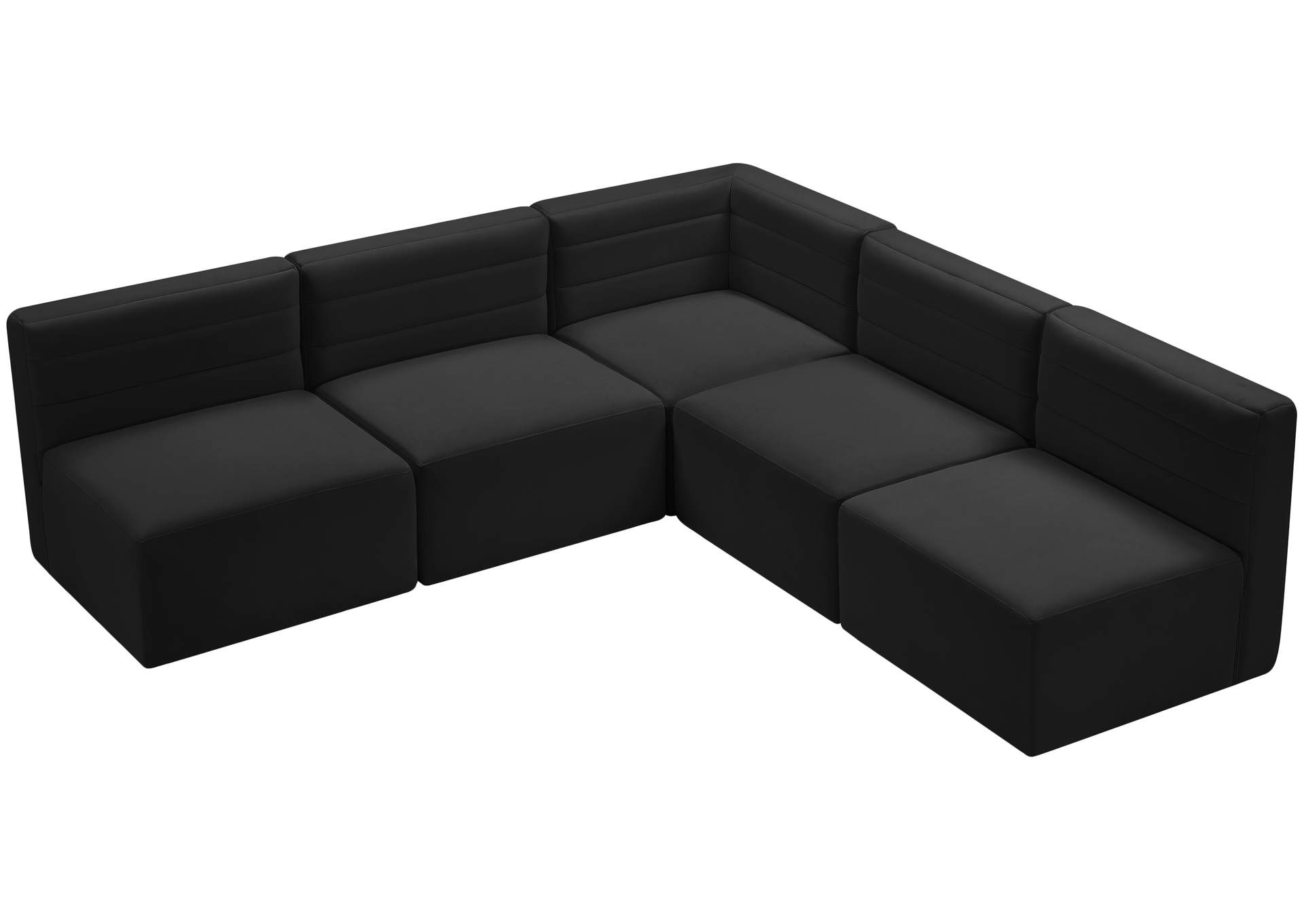 Quincy Black Velvet Modular Sectional,Meridian Furniture