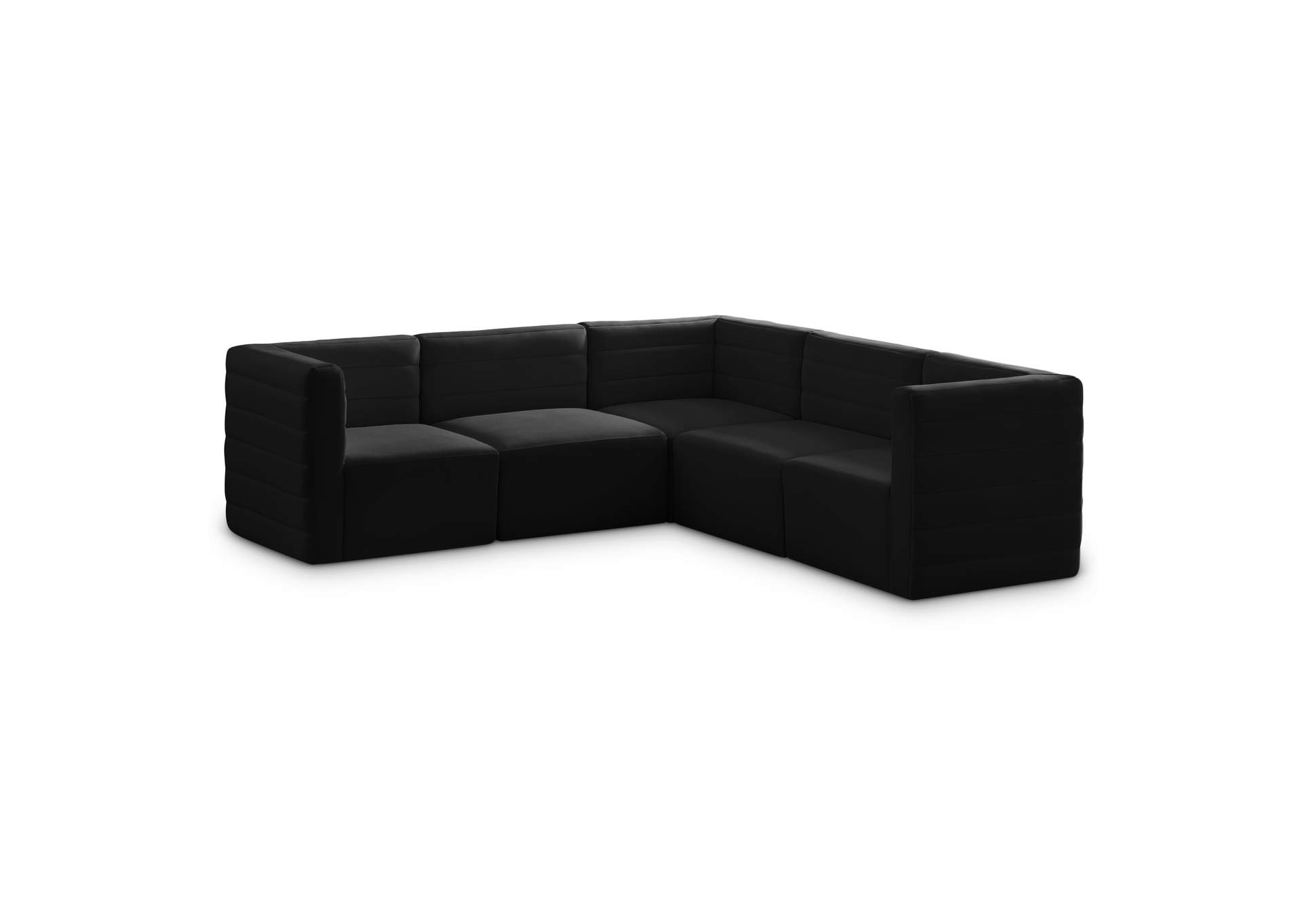 Quincy Black Velvet Modular Sectional,Meridian Furniture