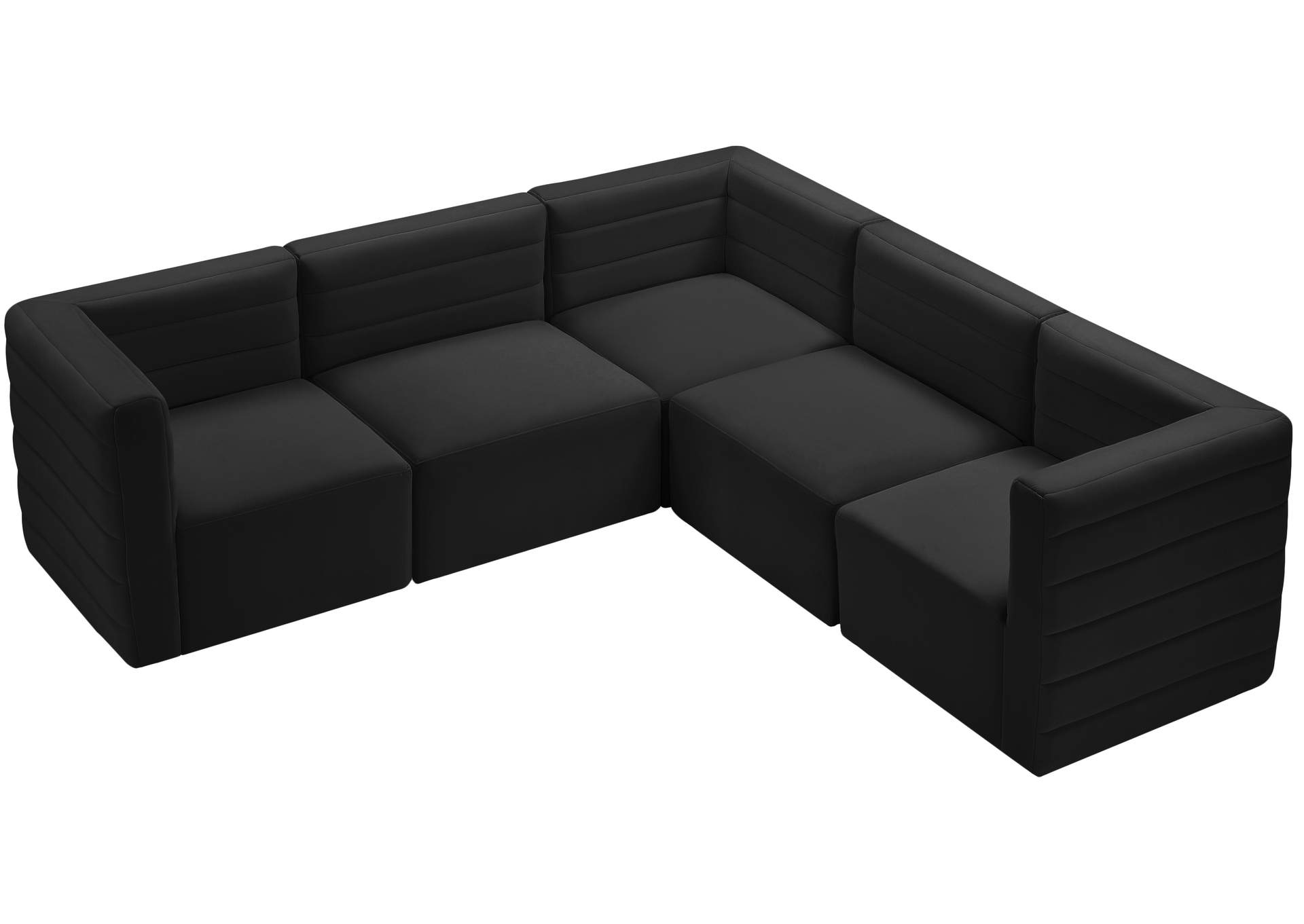 Quincy Black Velvet Modular Sectional,Meridian Furniture