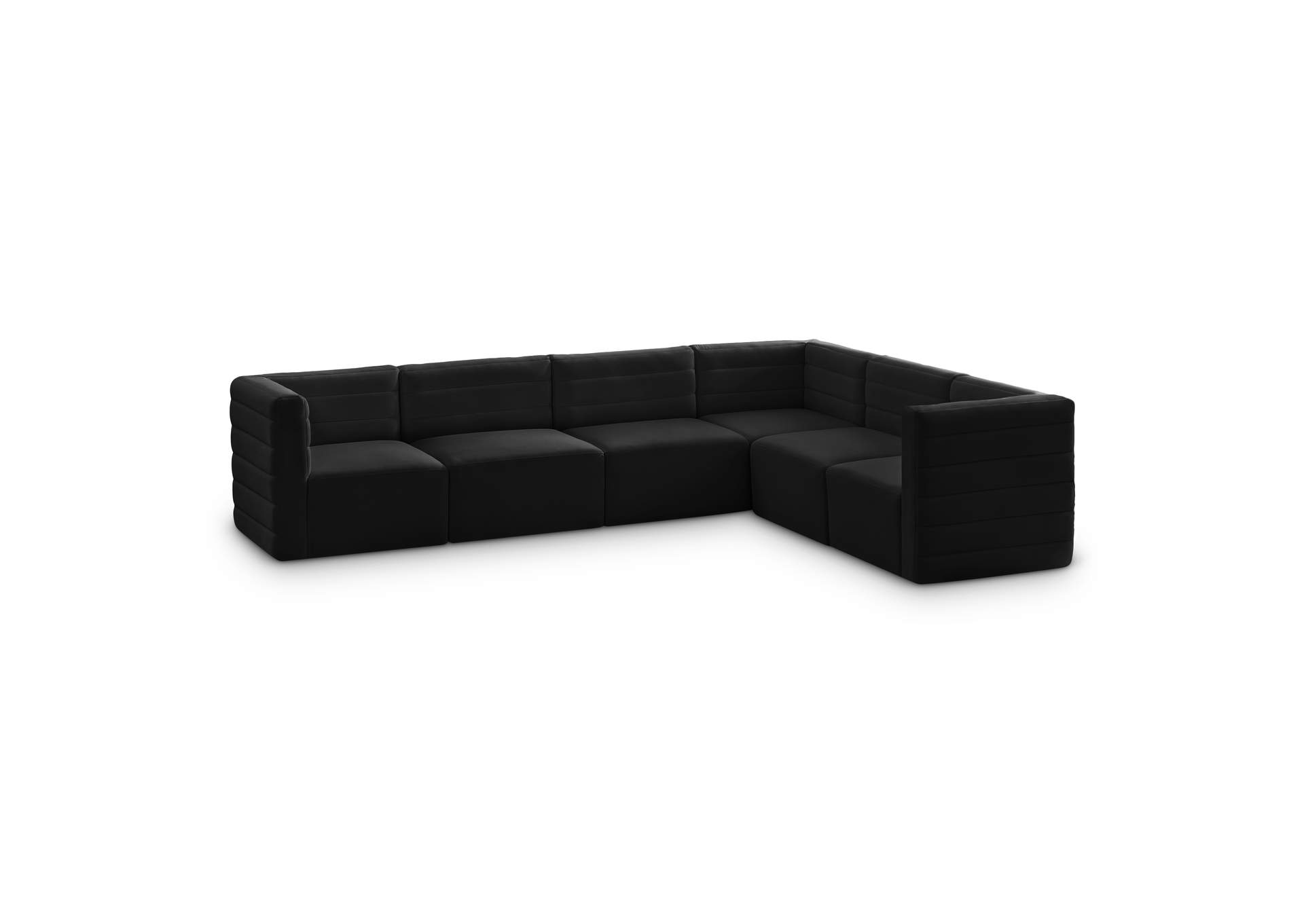 Quincy Black Velvet Modular Sectional,Meridian Furniture