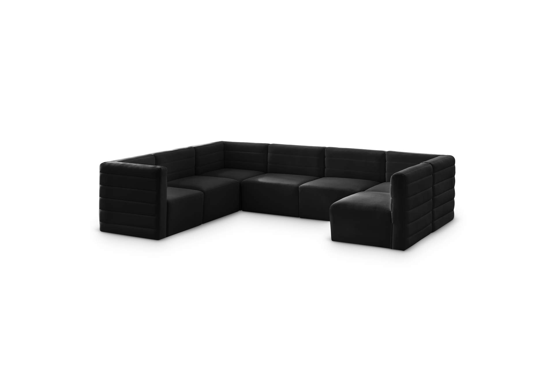 Quincy Black Velvet Modular Sectional,Meridian Furniture