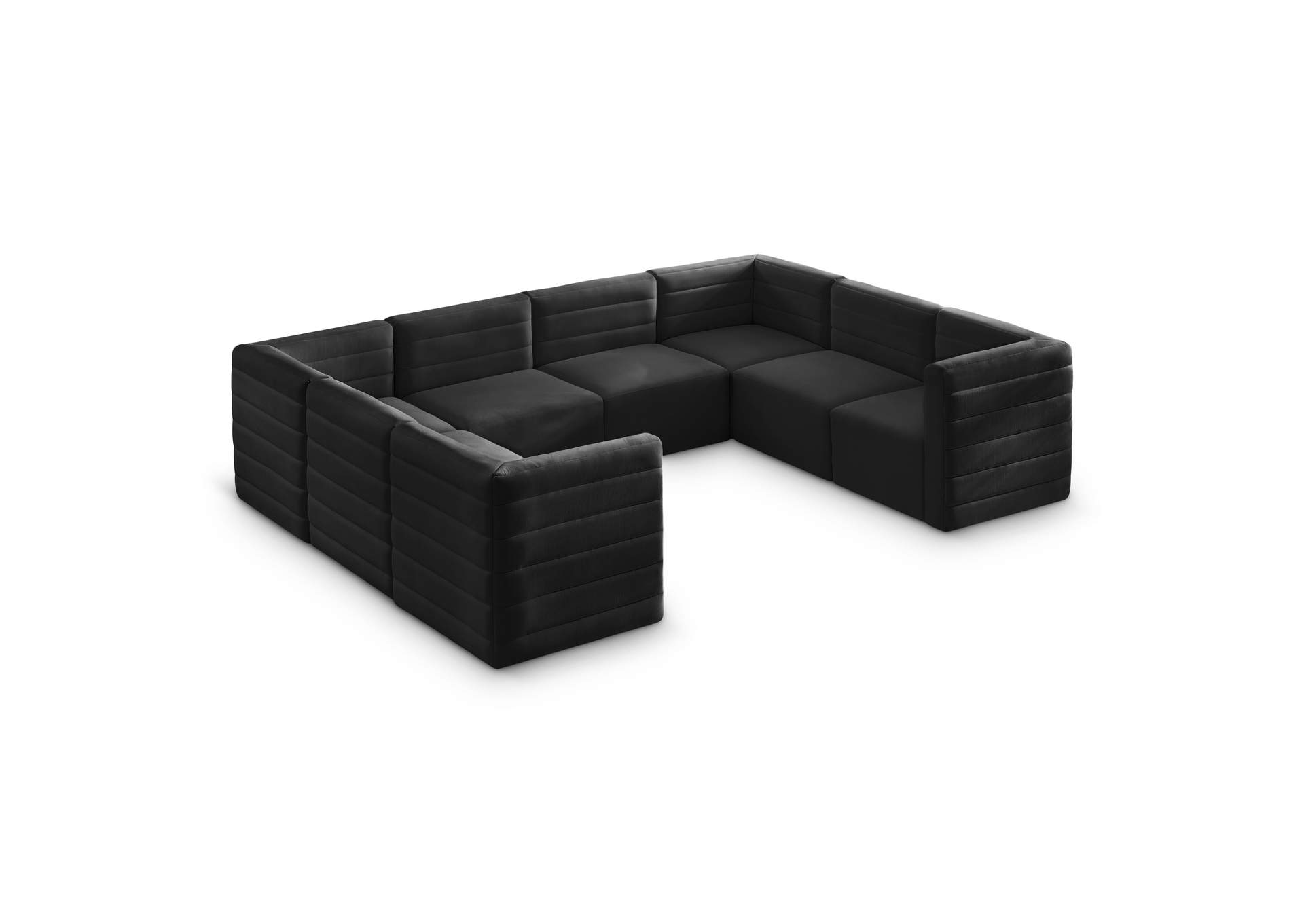 Quincy Black Velvet Modular Sectional,Meridian Furniture