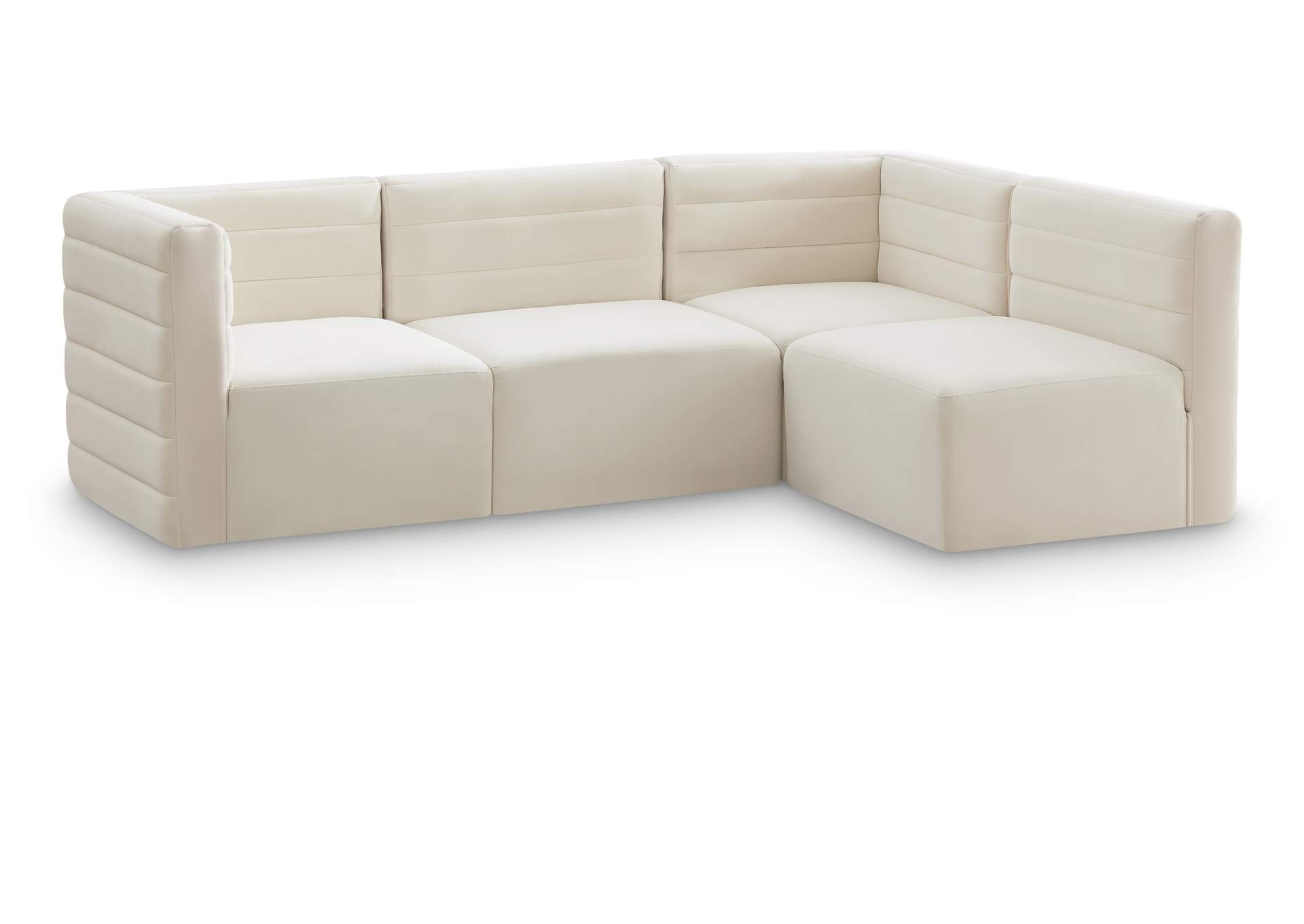 Quincy Cream Velvet Modular Sectional,Meridian Furniture