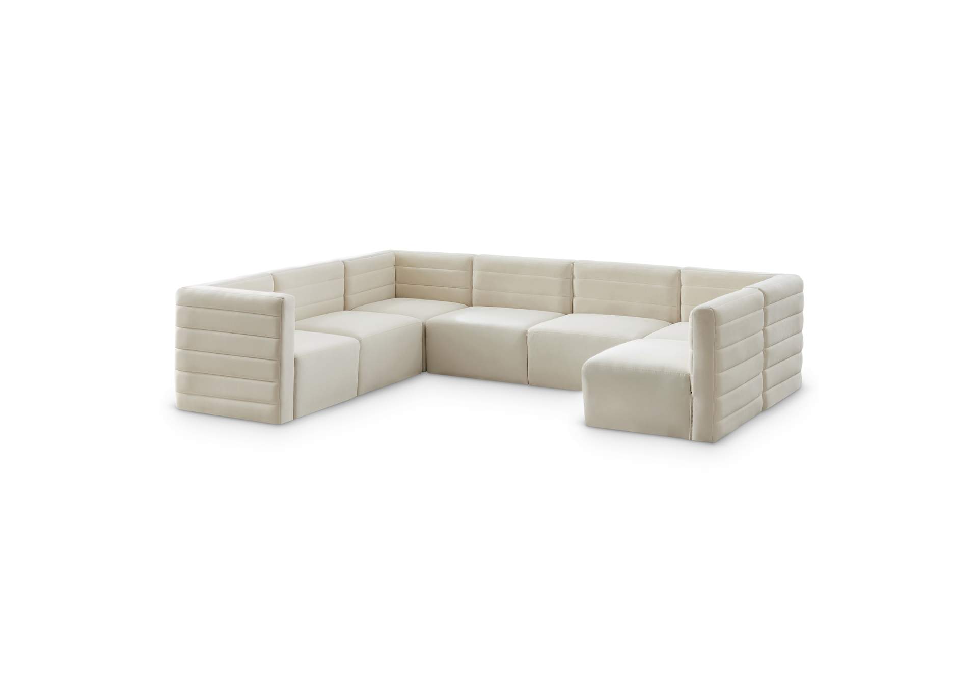 Quincy Cream Velvet Modular Sectional,Meridian Furniture