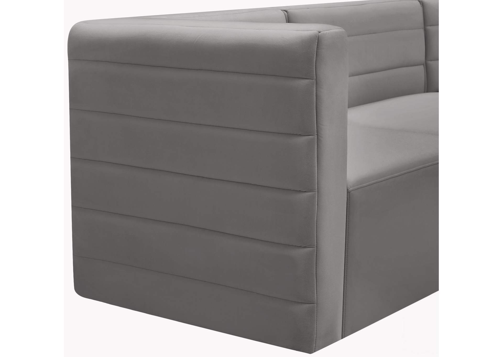 Quincy Grey Velvet Modular Corner Chair,Meridian Furniture