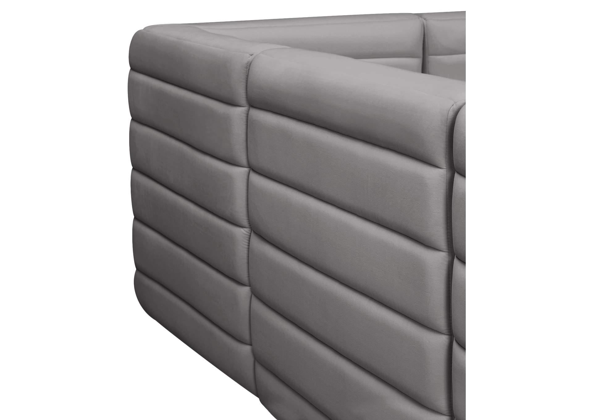 Quincy Grey Velvet Modular Corner Chair,Meridian Furniture