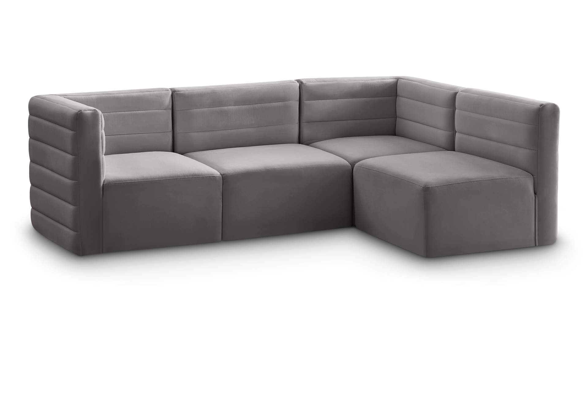 Quincy Grey Velvet Modular Sectional,Meridian Furniture