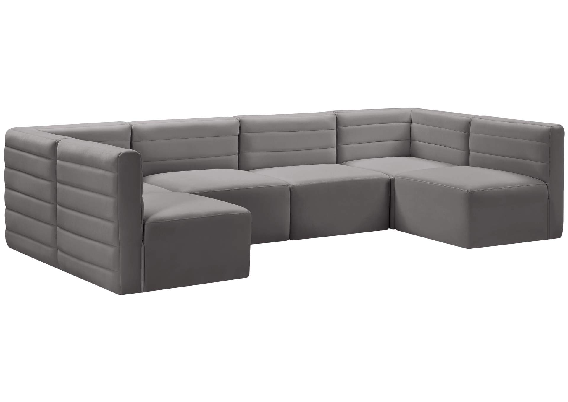 Quincy Grey Velvet Modular Sectional,Meridian Furniture