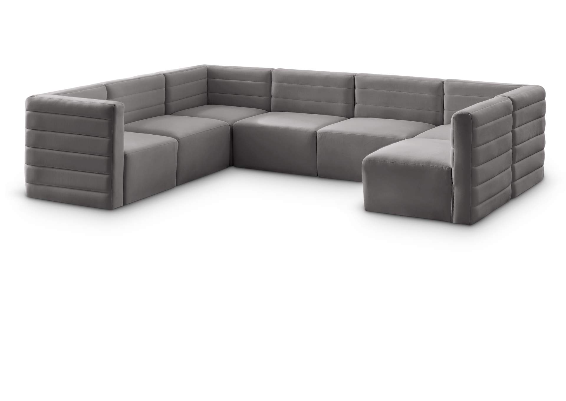 Quincy Grey Velvet Modular Sectional,Meridian Furniture