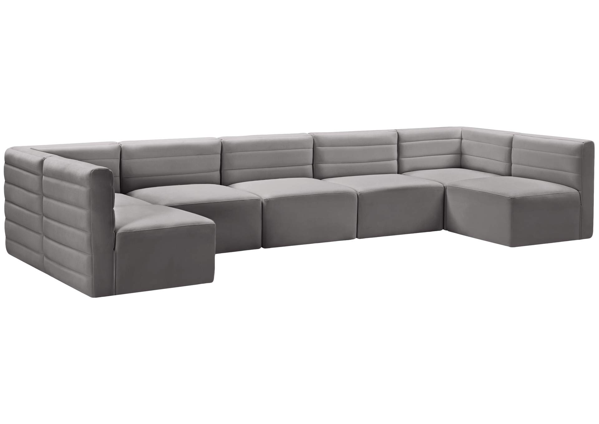 Quincy Grey Velvet Modular Sectional,Meridian Furniture