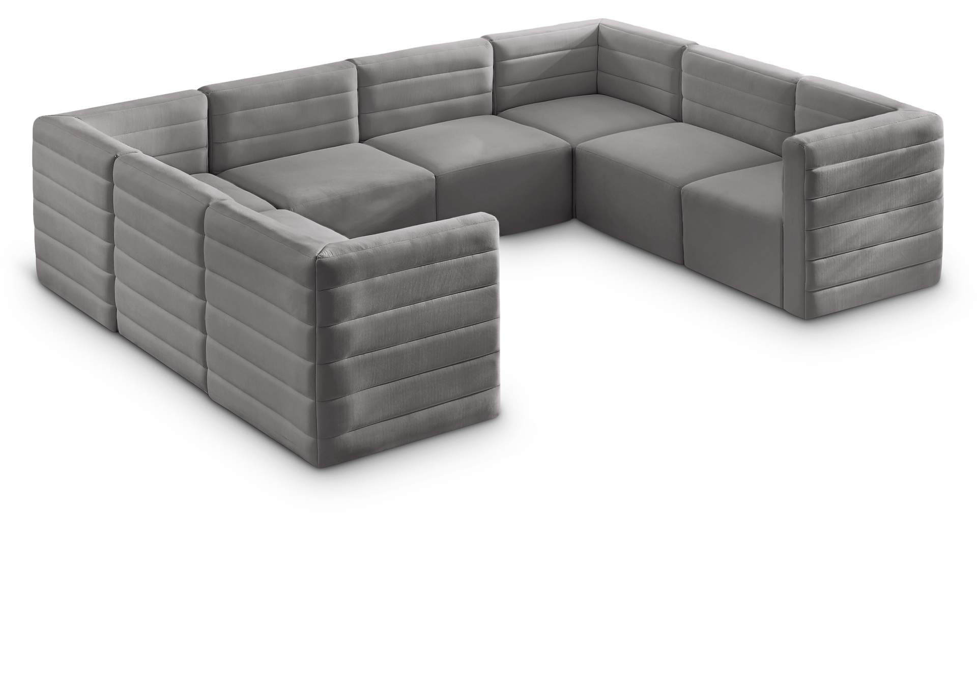 Quincy Grey Velvet Modular Sectional,Meridian Furniture