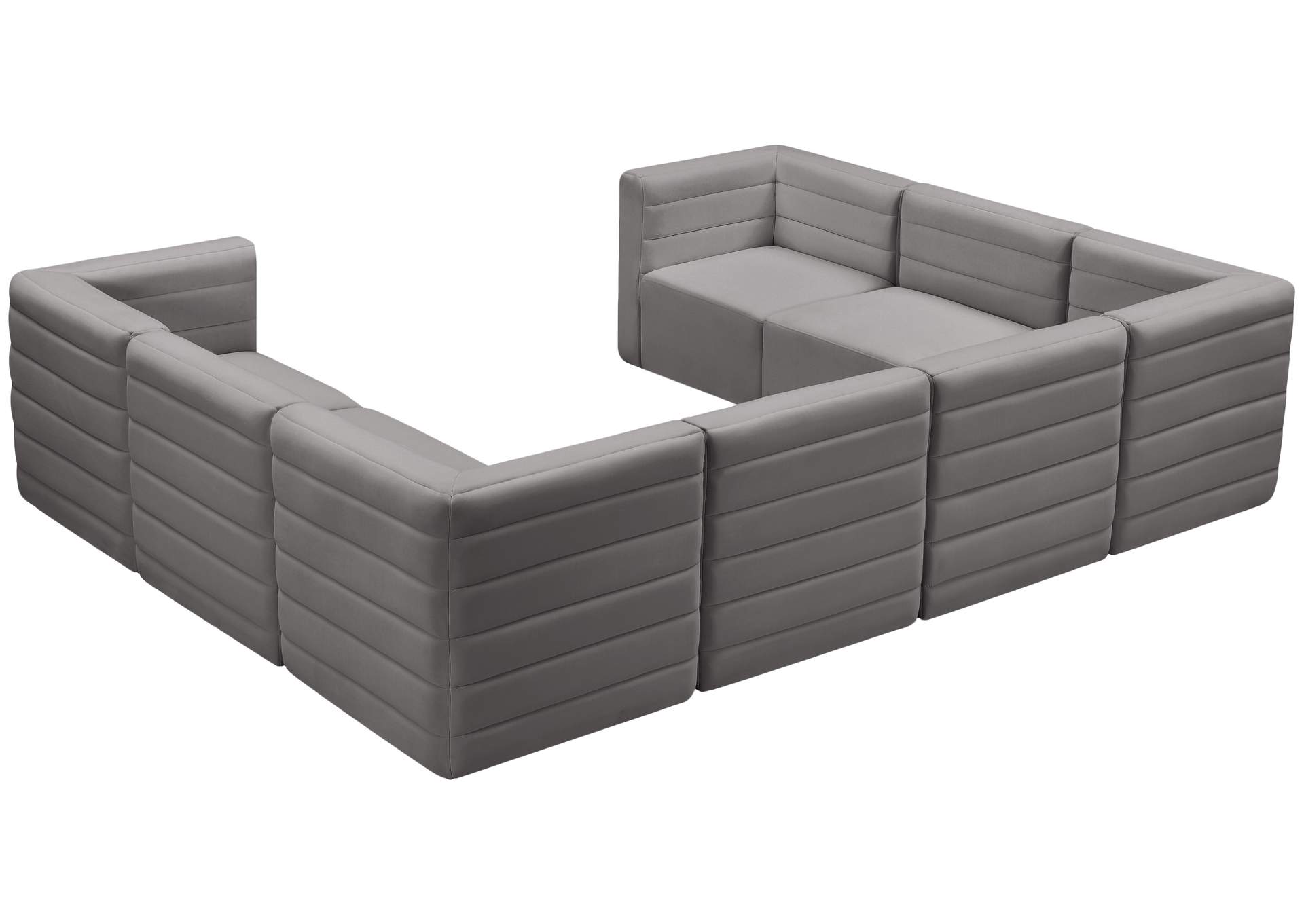 Quincy Grey Velvet Modular Sectional,Meridian Furniture