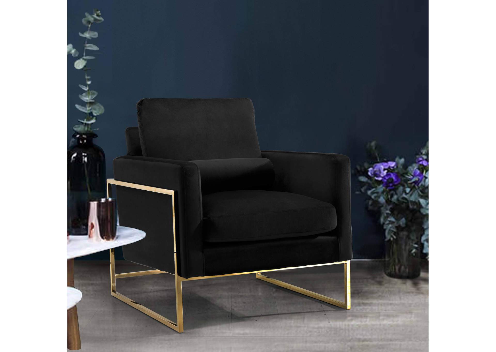 Mila Black Velvet Chair,Meridian Furniture