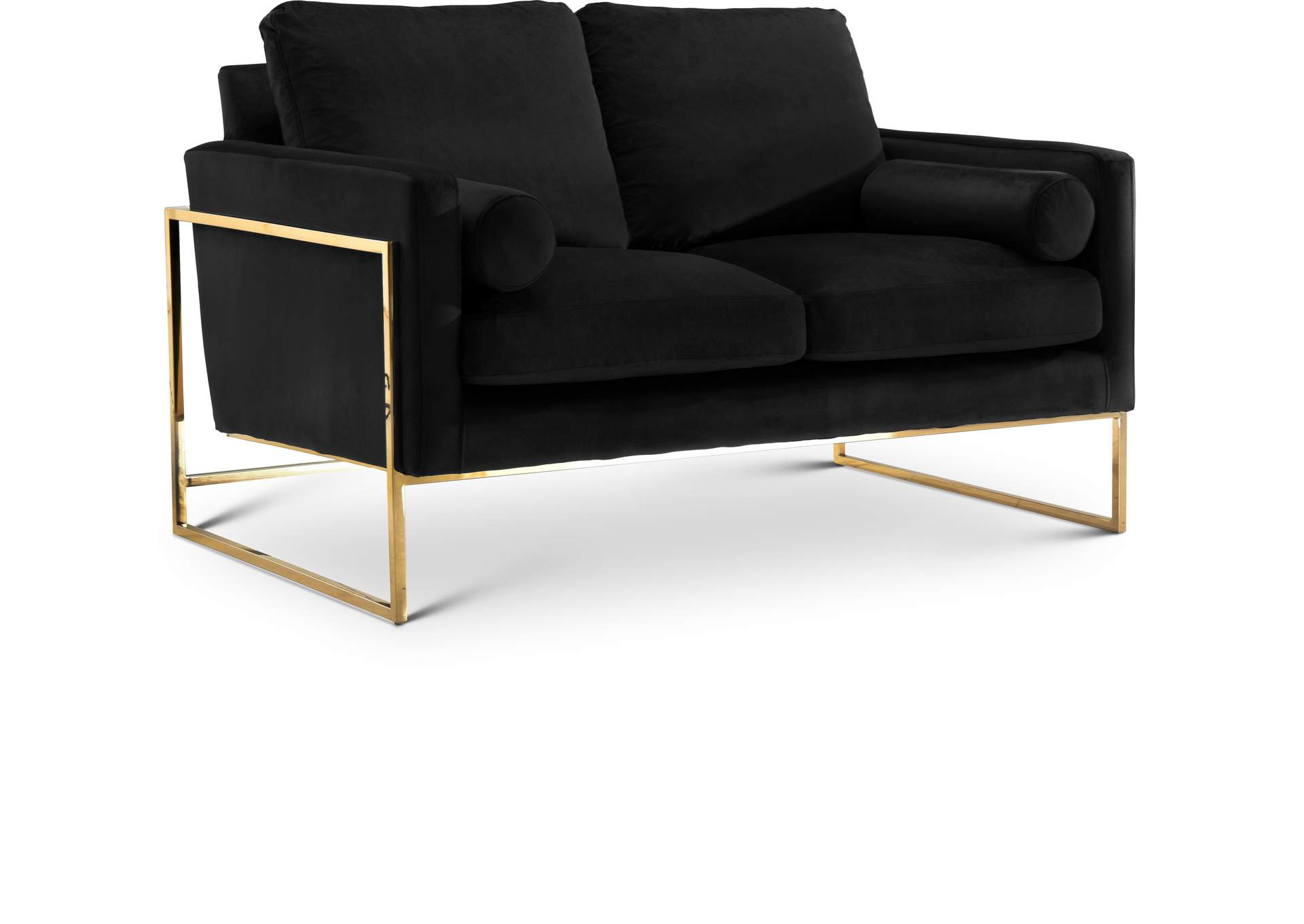 Mila Black Velvet Loveseat,Meridian Furniture