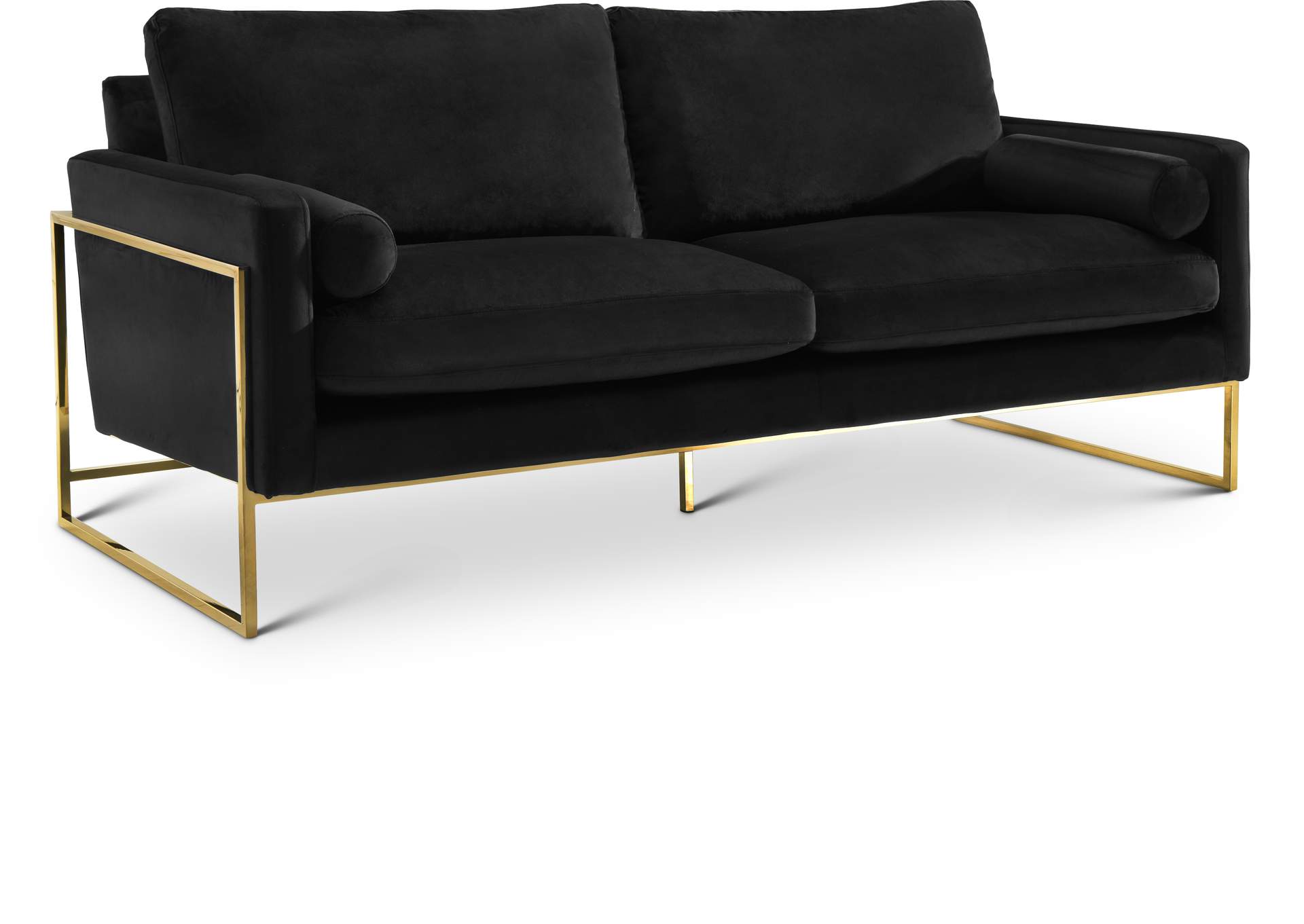 Mila Black Velvet Sofa,Meridian Furniture